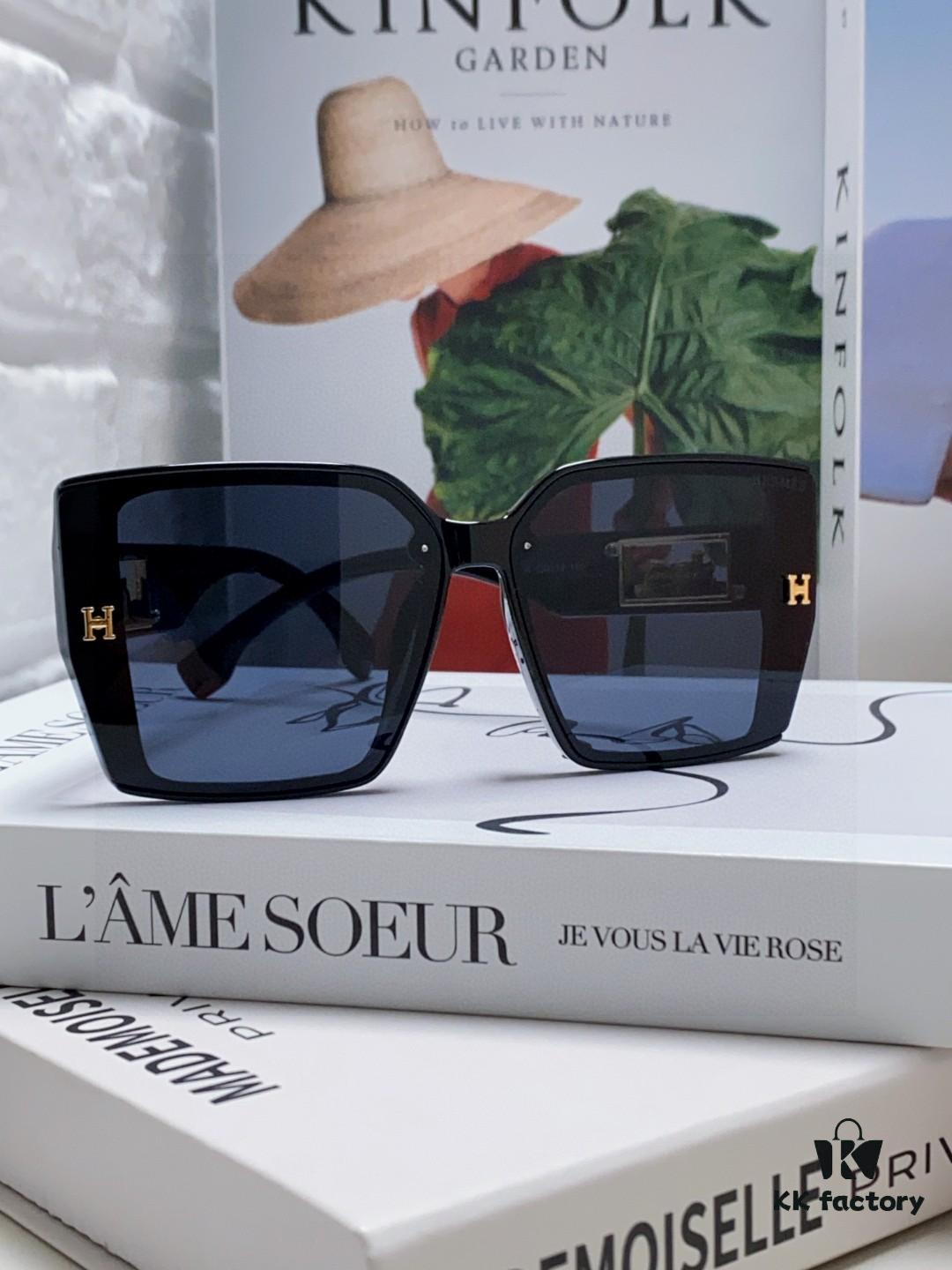 Hermes 2024 New Polarized Sunglasses for Women, Fashionable Oversized Frame Sunglasses That Flatter Facial Features, UV-Protective, Versatile and Stylish