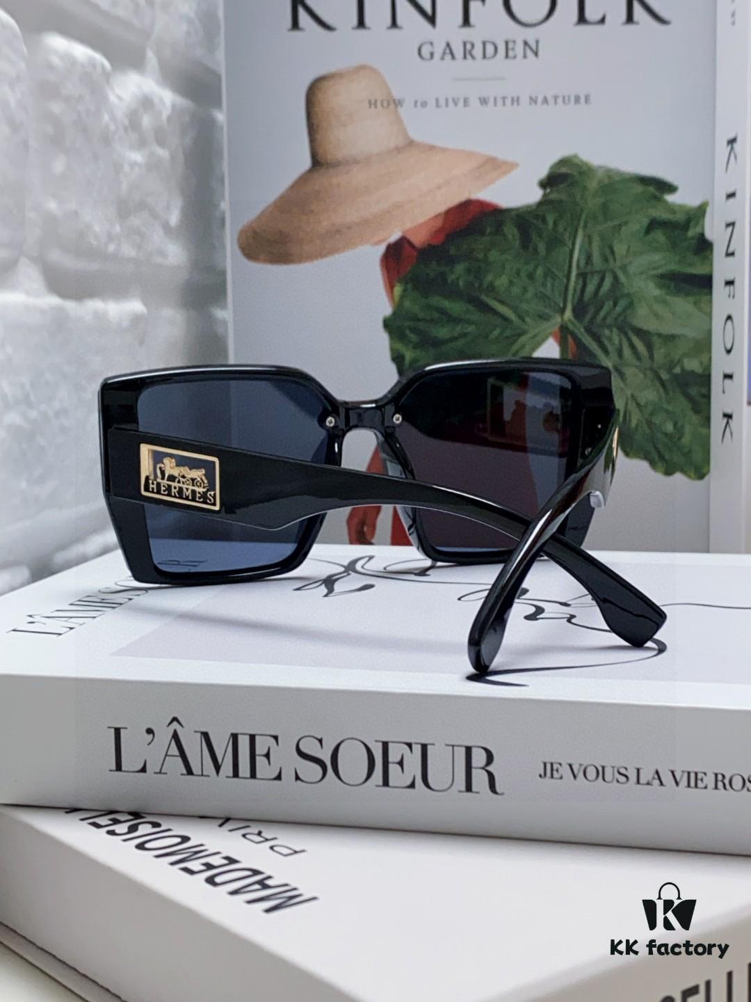 Hermes 2024 New Polarized Sunglasses for Women, Fashionable Oversized Frame Sunglasses That Flatter Facial Features, UV-Protective, Versatile and Stylish