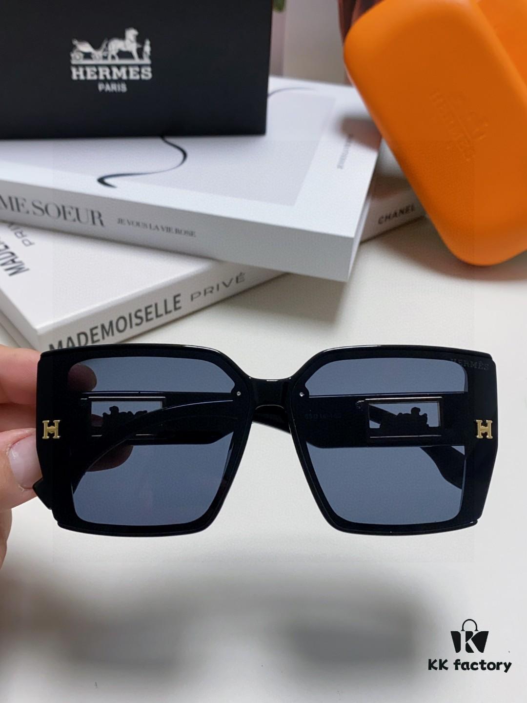 Hermes 2024 New Polarized Sunglasses for Women, Fashionable Oversized Frame Sunglasses That Flatter Facial Features, UV-Protective, Versatile and Stylish