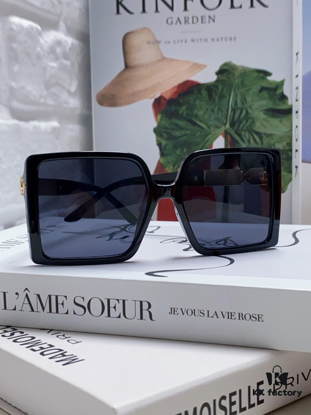 Hermes 2024 New Arrival High-End Stylish Oversized Square Frame Society Lady Sunglasses for Women, Trendy Large Round Face Sun Protection Shades