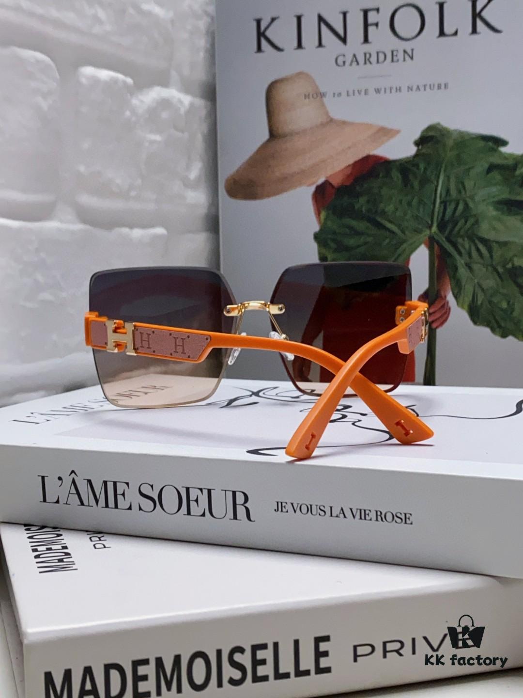 Hermes 2024 New Arrival Frameless Square Sunglasses, UV-Protective Beach Sun Glasses with Premium Look, Slimming Design for Face, Unisex Driving Shades