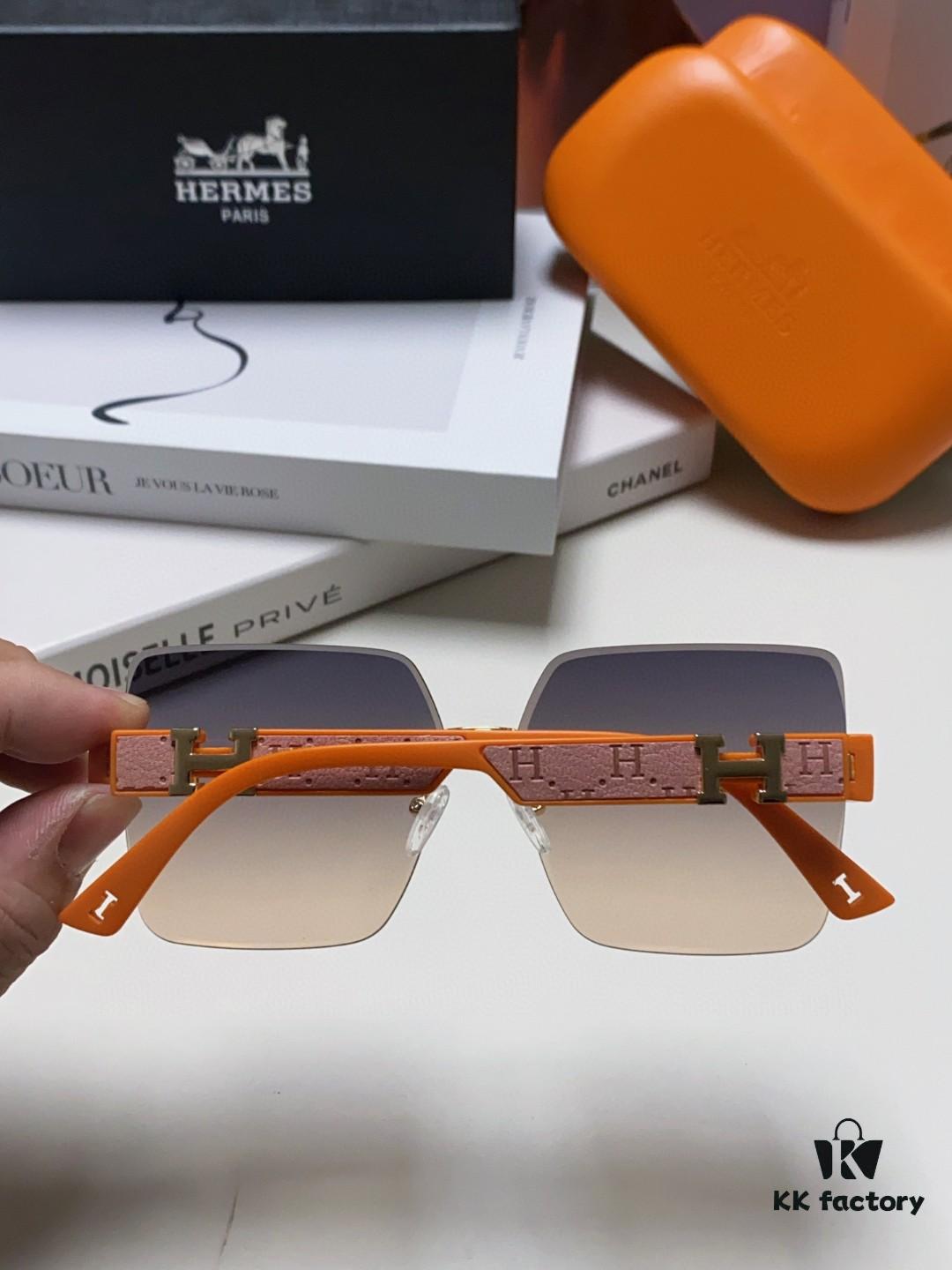 Hermes 2024 New Arrival Frameless Square Sunglasses, UV-Protective Beach Sun Glasses with Premium Look, Slimming Design for Face, Unisex Driving Shades