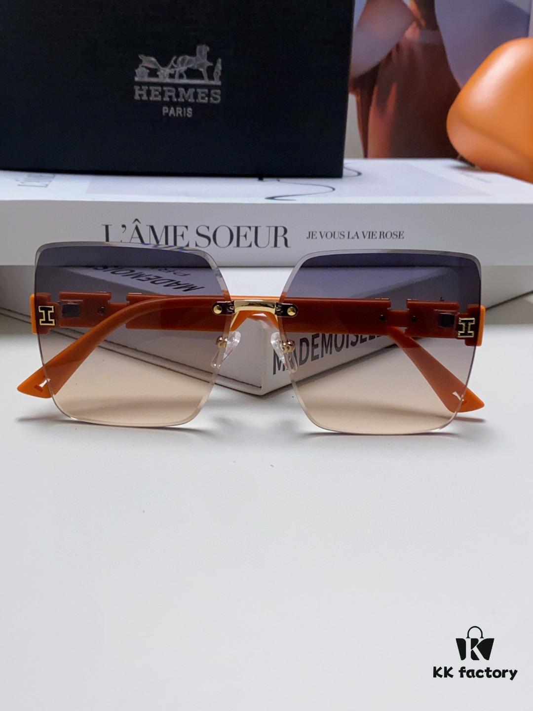 Hermes 2024 New Arrival Frameless Square Sunglasses, UV-Protective Beach Sun Glasses with Premium Look, Slimming Design for Face, Unisex Driving Shades