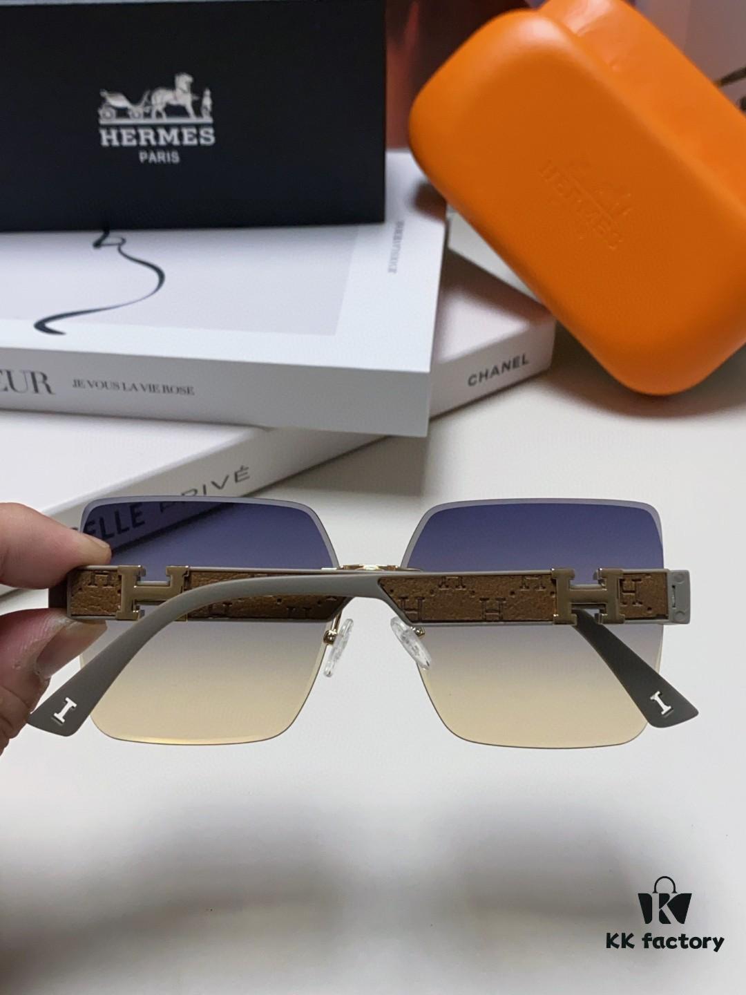 Hermes 2024 New Arrival Frameless Square Beach Sunglasses UV Protection Stylish Face-Framing Sun Protection Driving Glasses Unisex