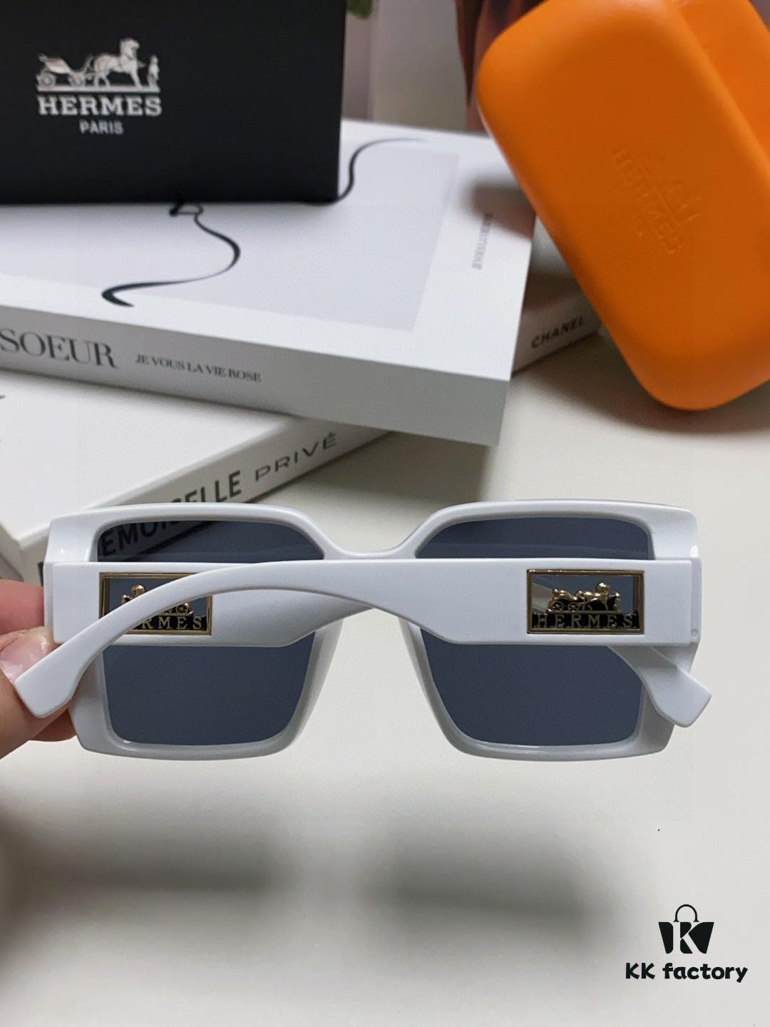 Hermes 2024 New Polarized Sunglasses for Women, Fashion Oversized Frame Sunglasses That Slim the Face, UV-Protective, Casual and Versatile Stylish Shades