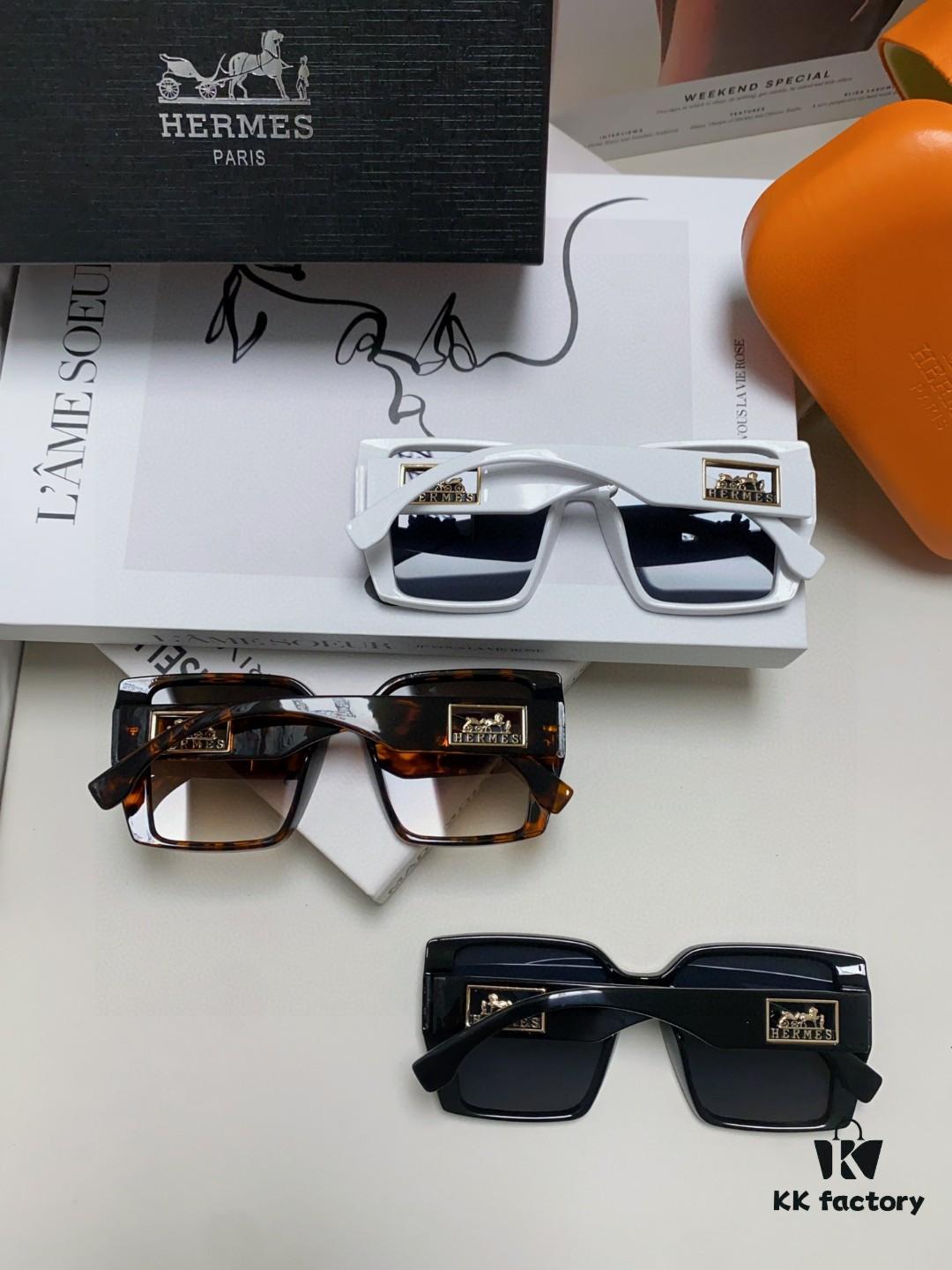 Hermes 2024 New Polarized Sunglasses for Women, Fashion Oversized Frame Sunglasses That Slim the Face, UV-Protective, Casual and Versatile Stylish Shades