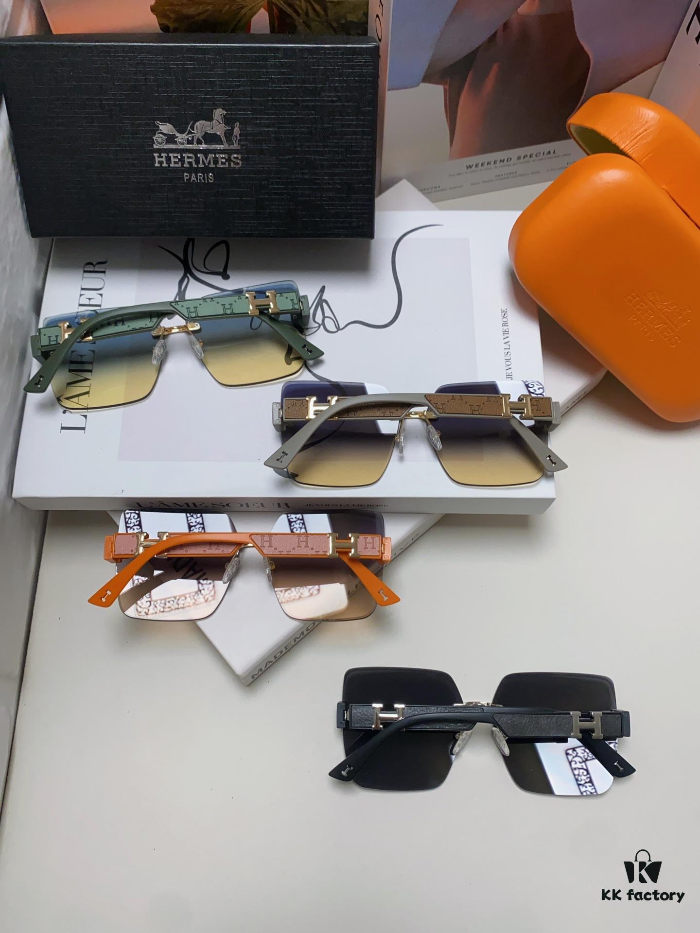 Hermes 2024 New Arrival Frameless Square Beach Sunglasses with UV Protection, Stylish Face-Framing Sun Protection Glasses for Driving, Unisex