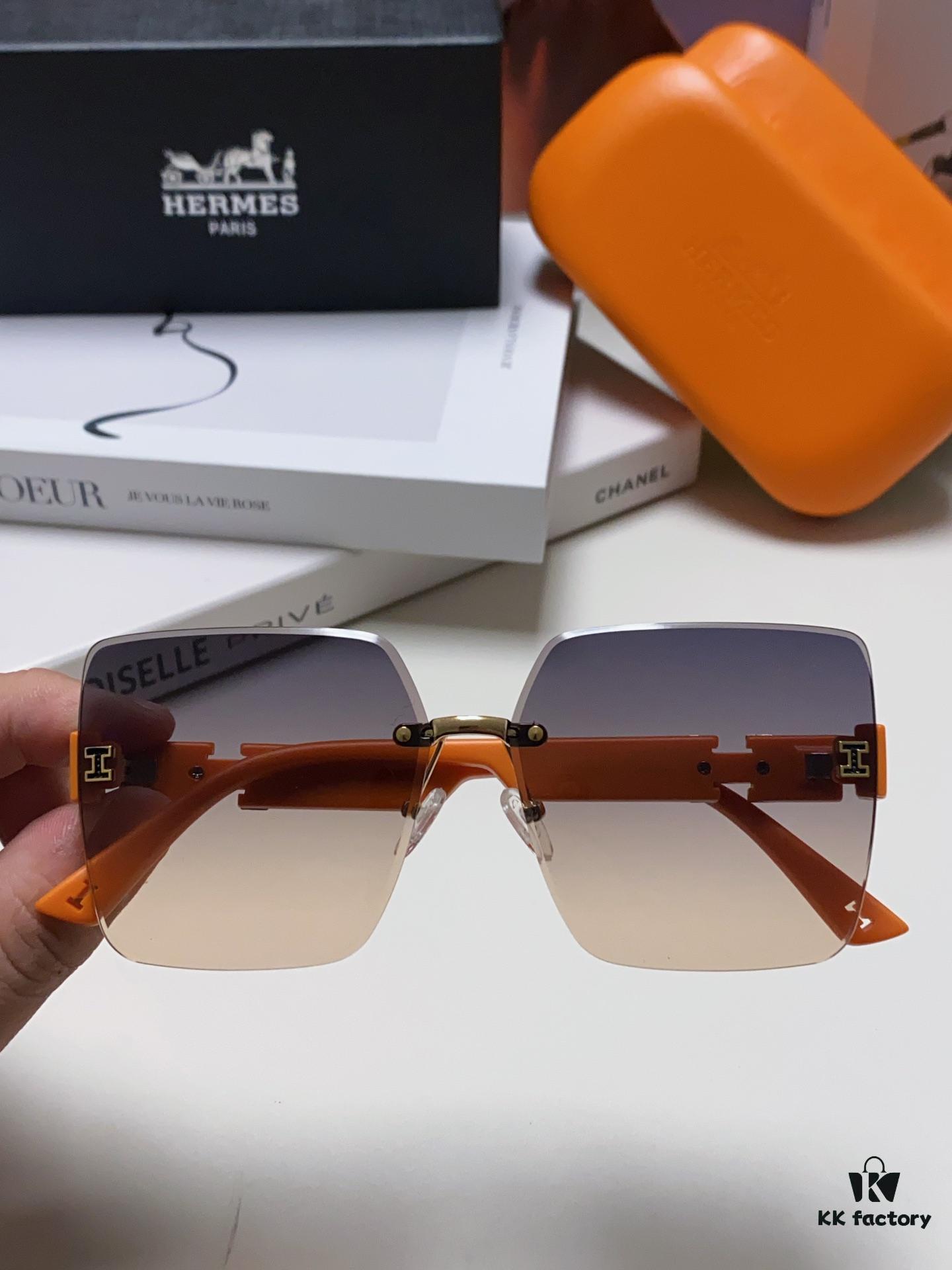 Hermes 2024 New Unisex Frameless Square Sunglasses with UV Protection, Stylish and Face-Framing for Driving and Beach Wear