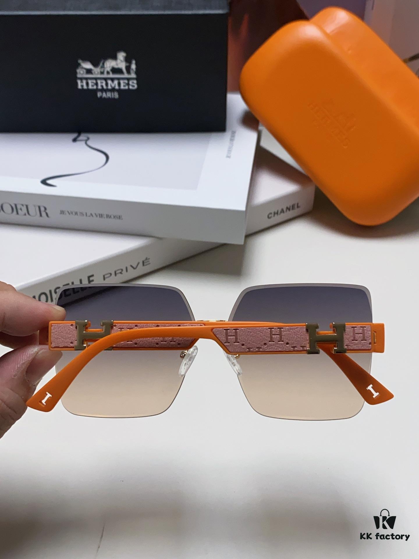 Hermes 2024 New Unisex Frameless Square Sunglasses with UV Protection, Stylish and Face-Framing for Driving and Beach Wear