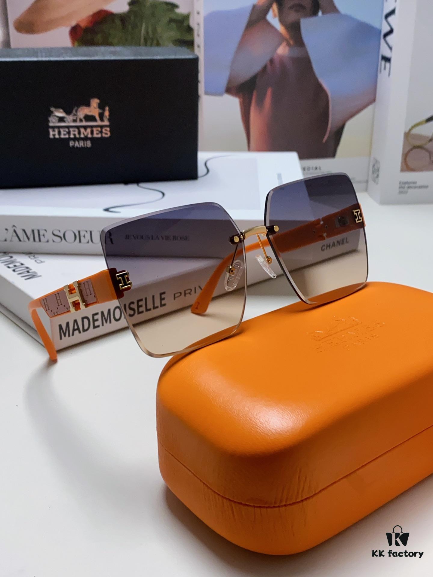 Hermes 2024 New Unisex Frameless Square Sunglasses with UV Protection, Stylish and Face-Framing for Driving and Beach Wear