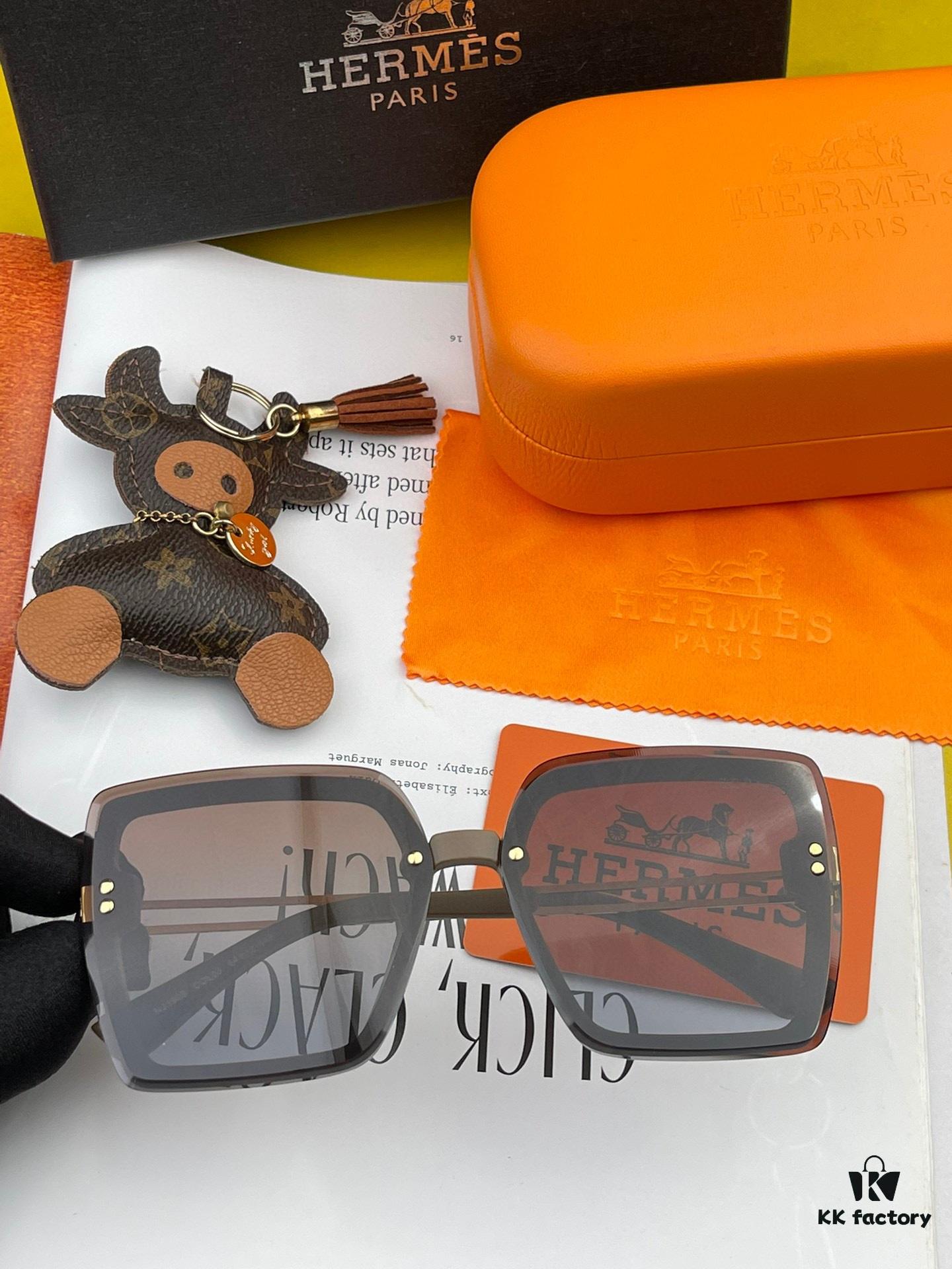 HERMES 2024 Spring New Arrival Original Shipment Fashion Square Sunglasses Luxury Brand High-Quality Authentic H1605