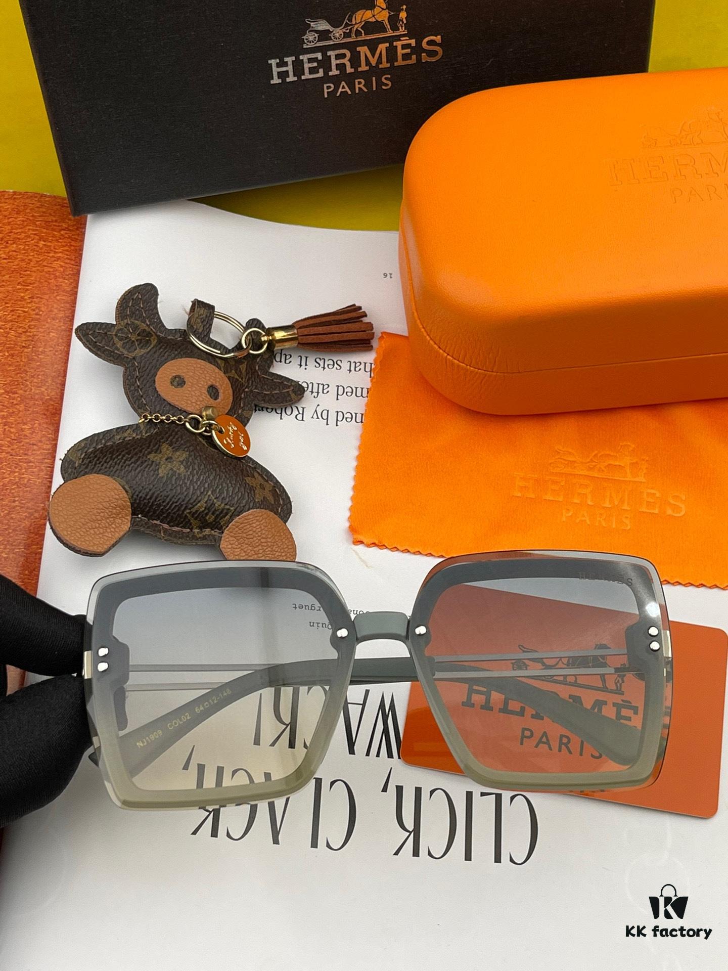 HERMES 2024 Spring New Arrival Original Shipment Fashion Square Sunglasses Luxury Brand High-Quality Authentic H1605