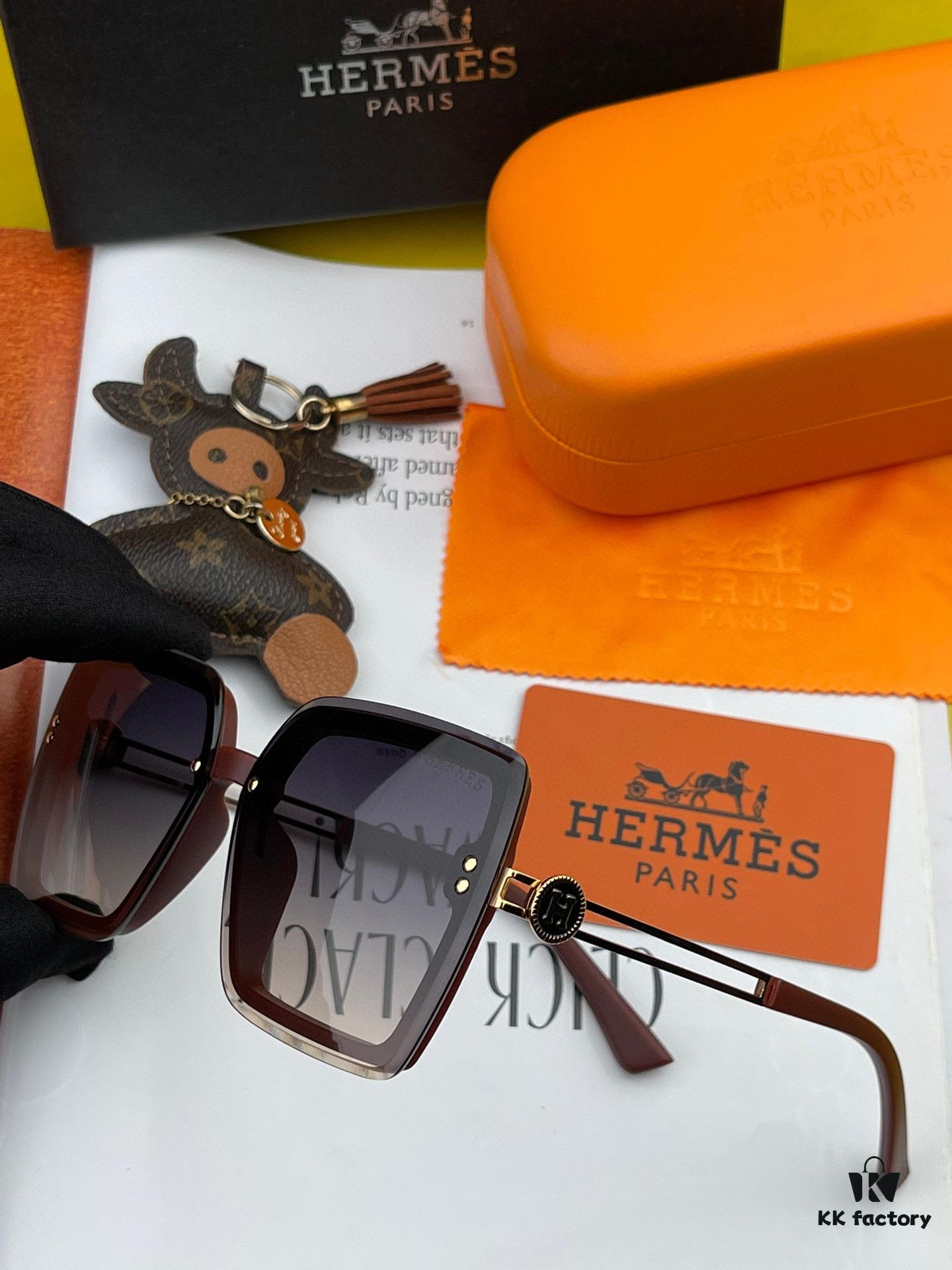 HERMES 2024 Spring New Arrival Original Shipment Fashion Square Sunglasses Luxury Brand High-Quality Authentic H1605