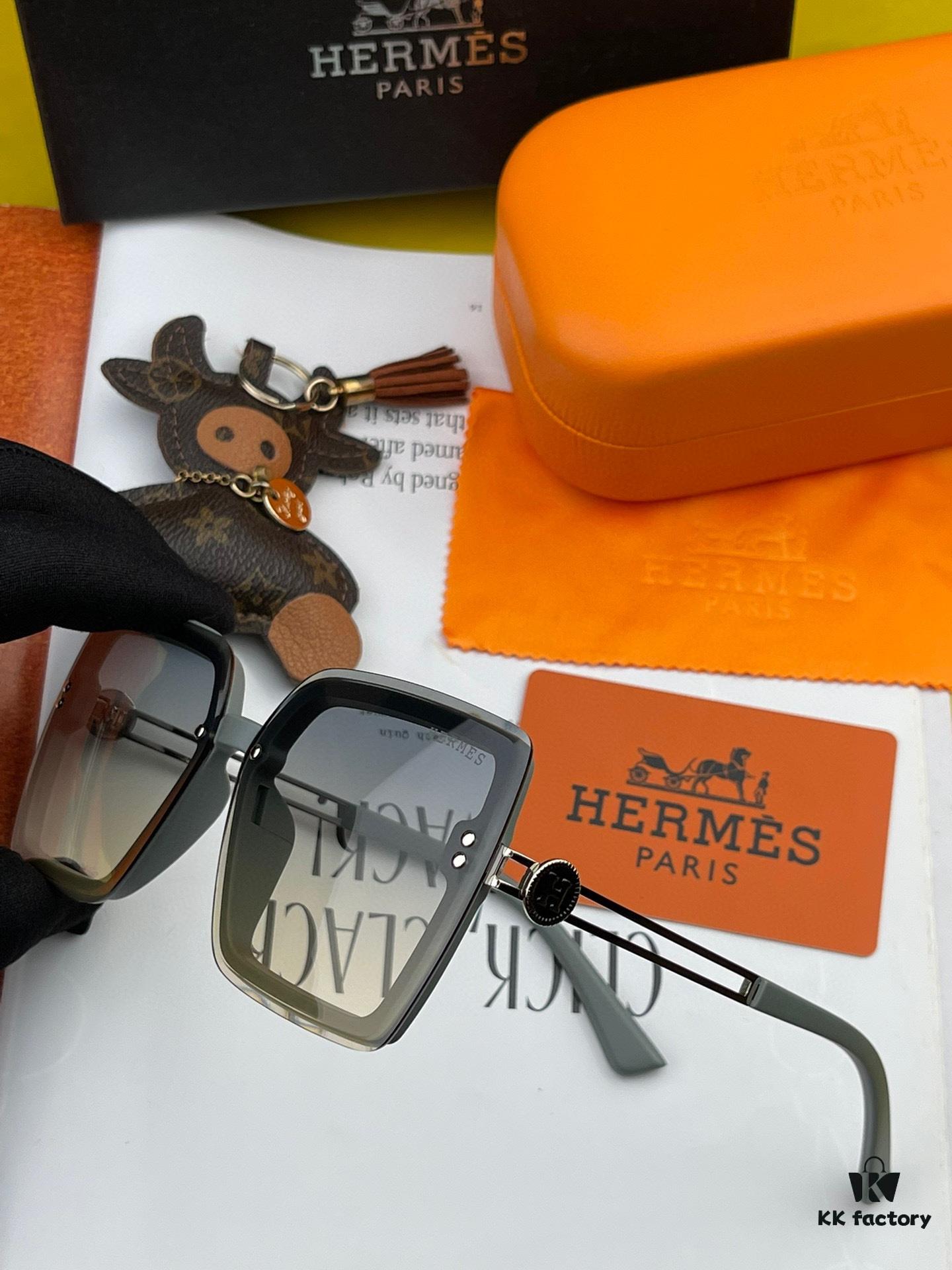 HERMES 2024 Spring New Arrival Original Shipment Fashion Square Sunglasses Luxury Brand High-Quality Authentic H1605