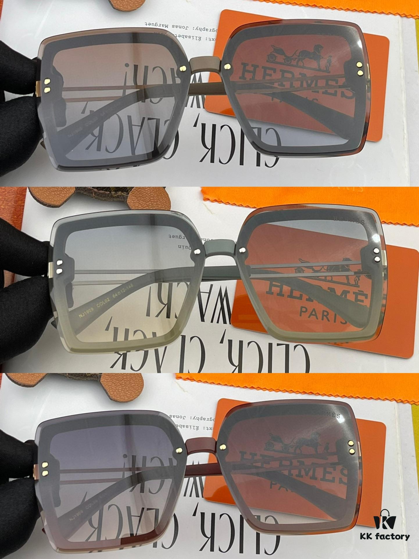 HERMES 2024 Spring New Arrival Original Shipment Fashion Square Sunglasses Luxury Brand High-Quality Authentic H1605