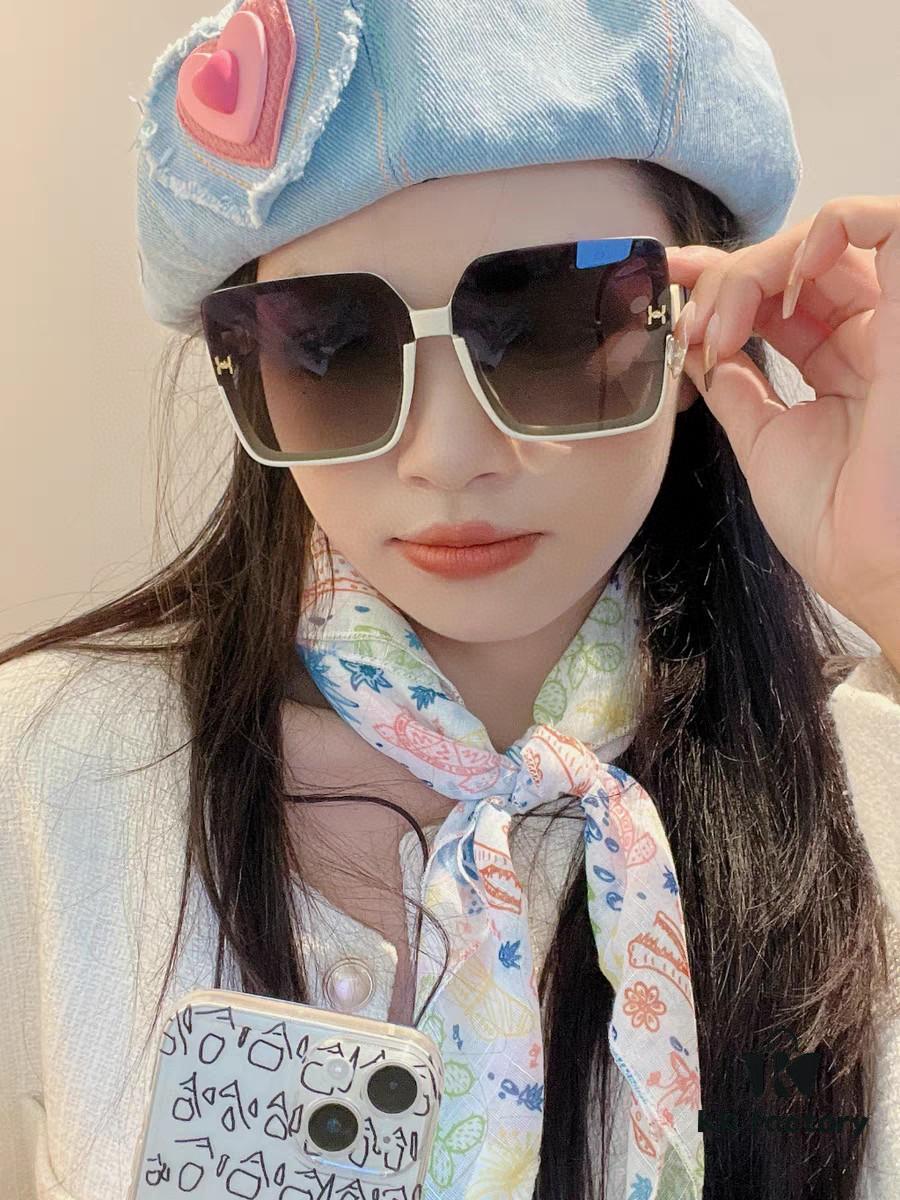 HERMES 2024 New Arrival Popular Fashion H Sunglasses for Women UV Protection Driver Shades Stylish White Sun Glasses