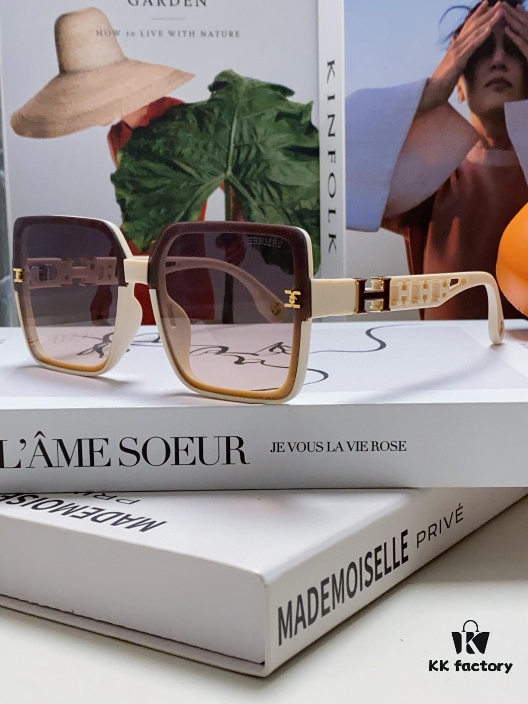 HERMES 2024 New Arrival Popular Fashion H Sunglasses for Women UV Protection Driver Shades Stylish White Sun Glasses