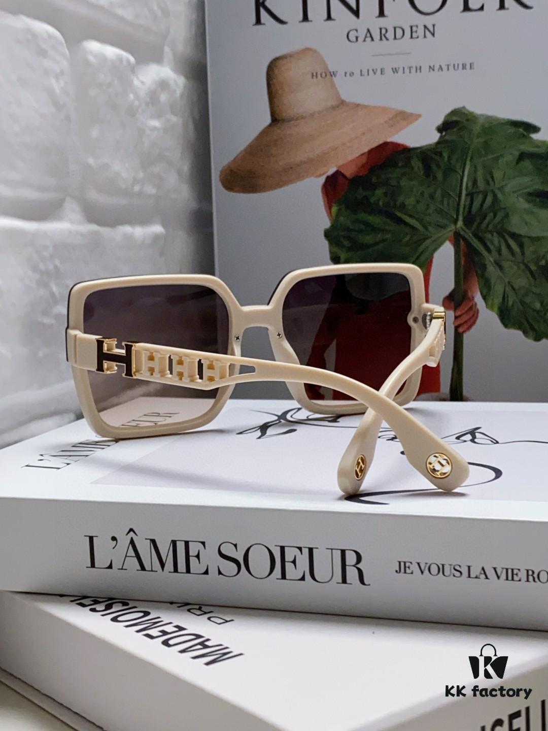 HERMES 2024 New Arrival Popular Fashion H Sunglasses for Women UV Protection Driver Shades Stylish White Sun Glasses