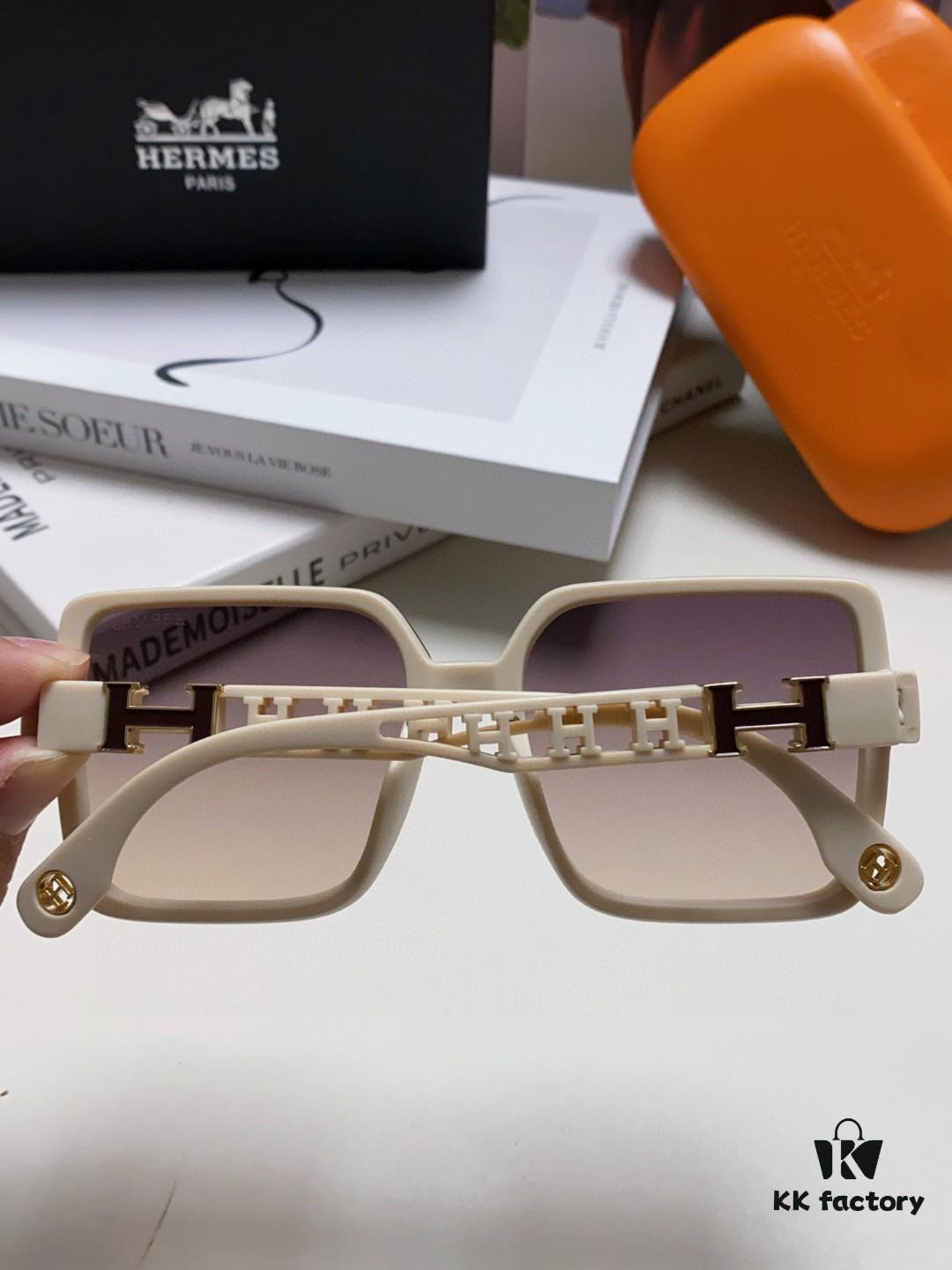 HERMES 2024 New Arrival Popular Fashion H Sunglasses for Women UV Protection Driver Shades Stylish White Sun Glasses