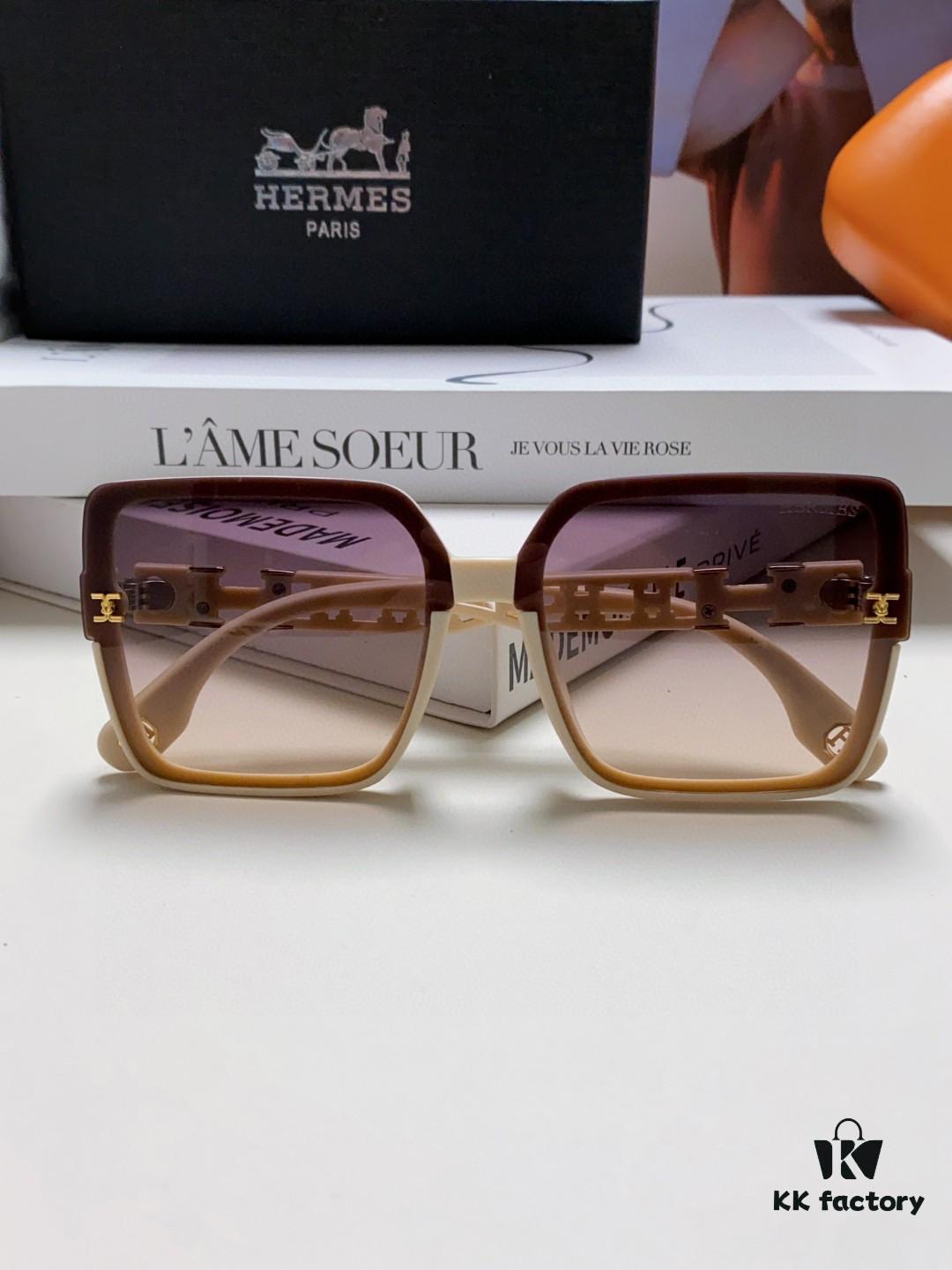 HERMES 2024 New Arrival Popular Fashion H Sunglasses for Women UV Protection Driver Shades Stylish White Sun Glasses