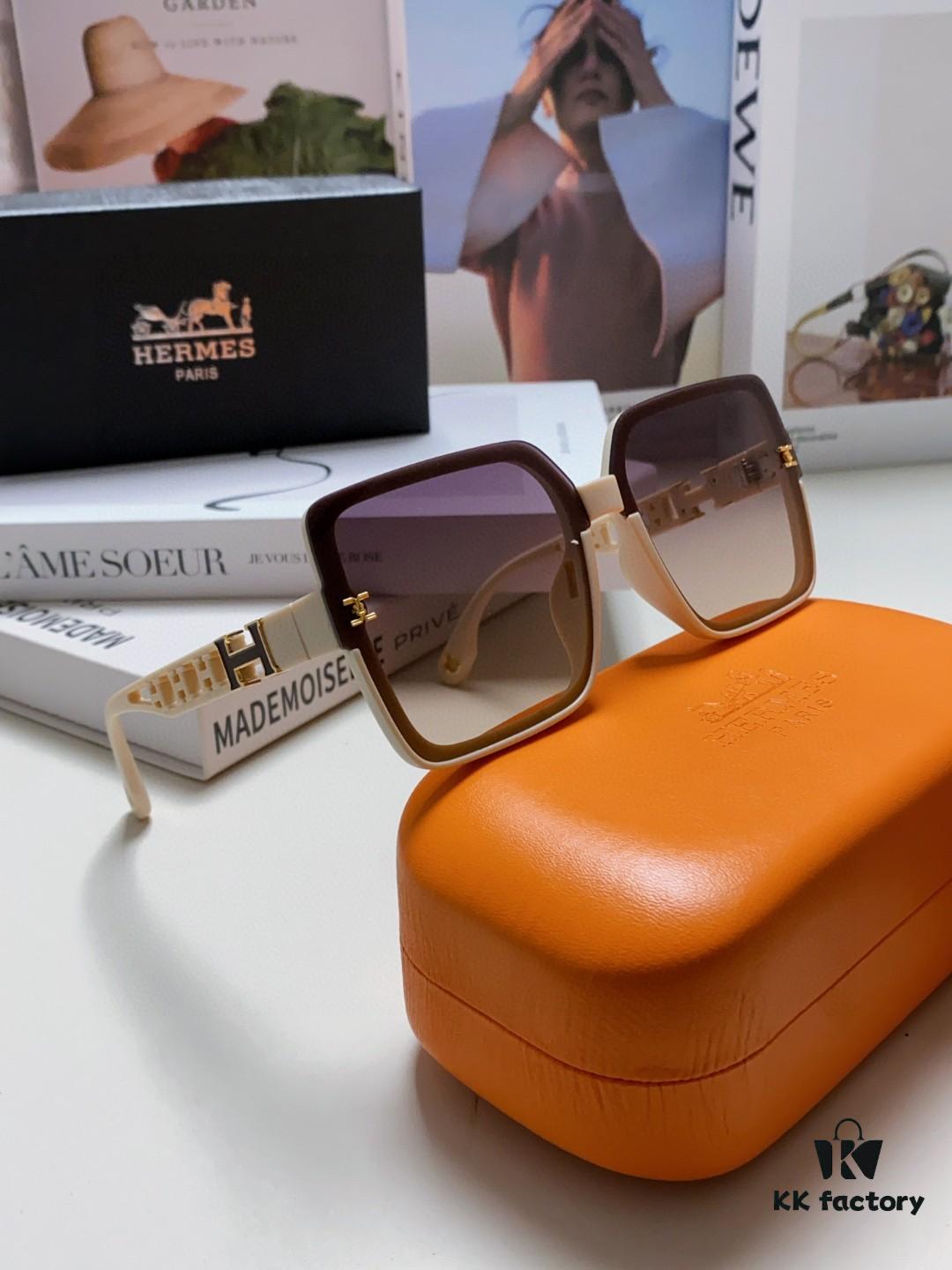 HERMES 2024 New Arrival Popular Fashion H Sunglasses for Women UV Protection Driver Shades Stylish White Sun Glasses