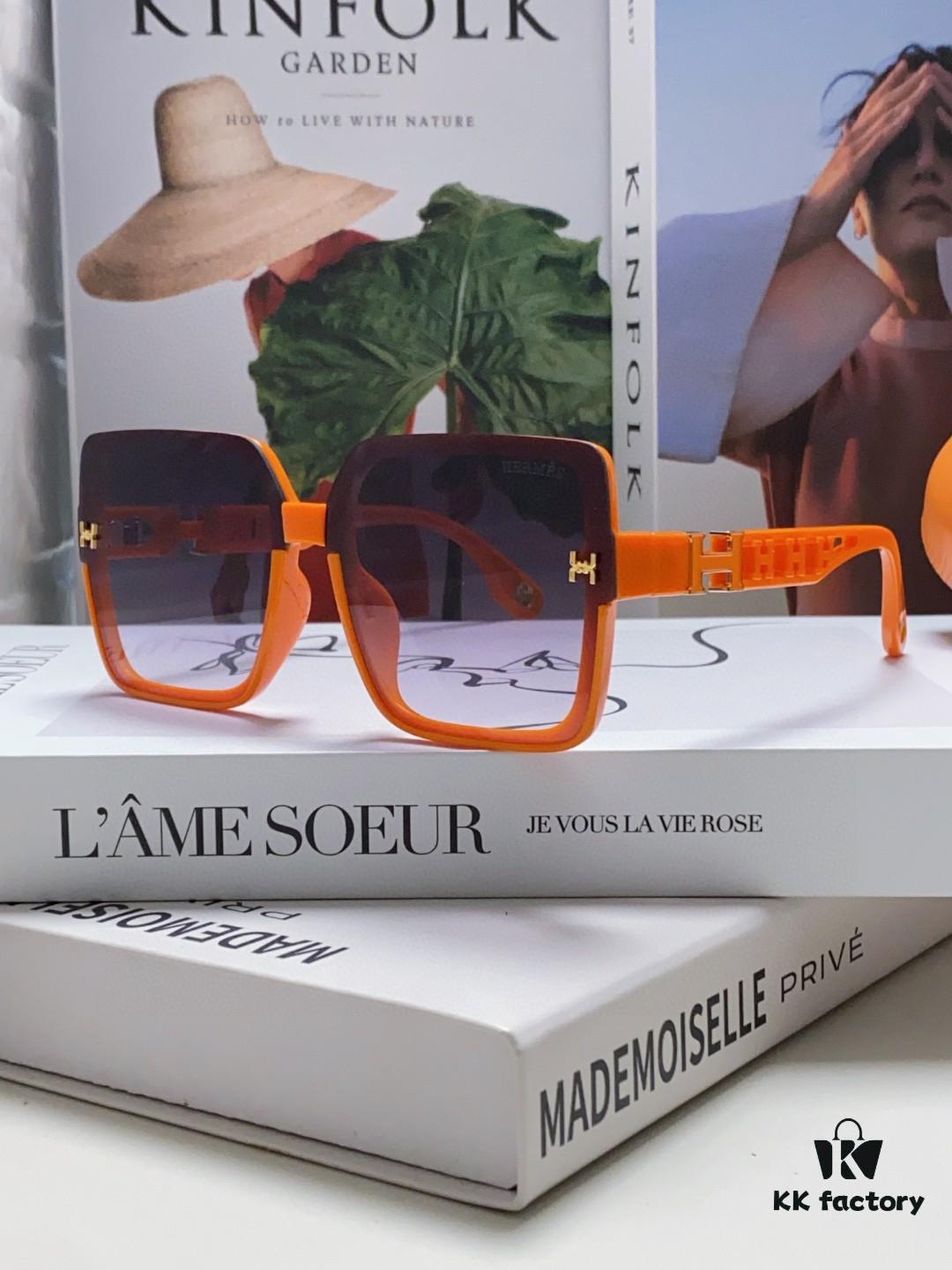 HERMES 2024 New Arrival Popular Fashion H Sunglasses for Women UV Protection Driver's Glasses, Stylish White Sunglasses with HHH Logo