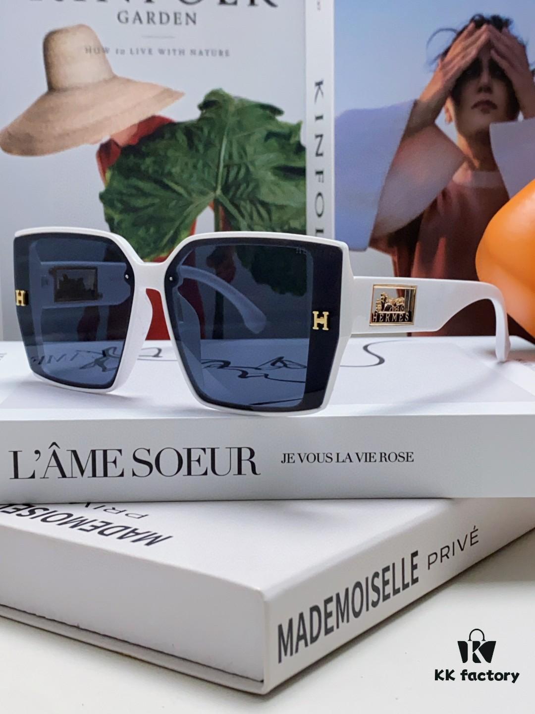 Hermes 2024 New Arrival Polarized Sunglasses for Women, Fashion Oversized Frame, Slimming Effect, UV Protection, Versatile and Stylish