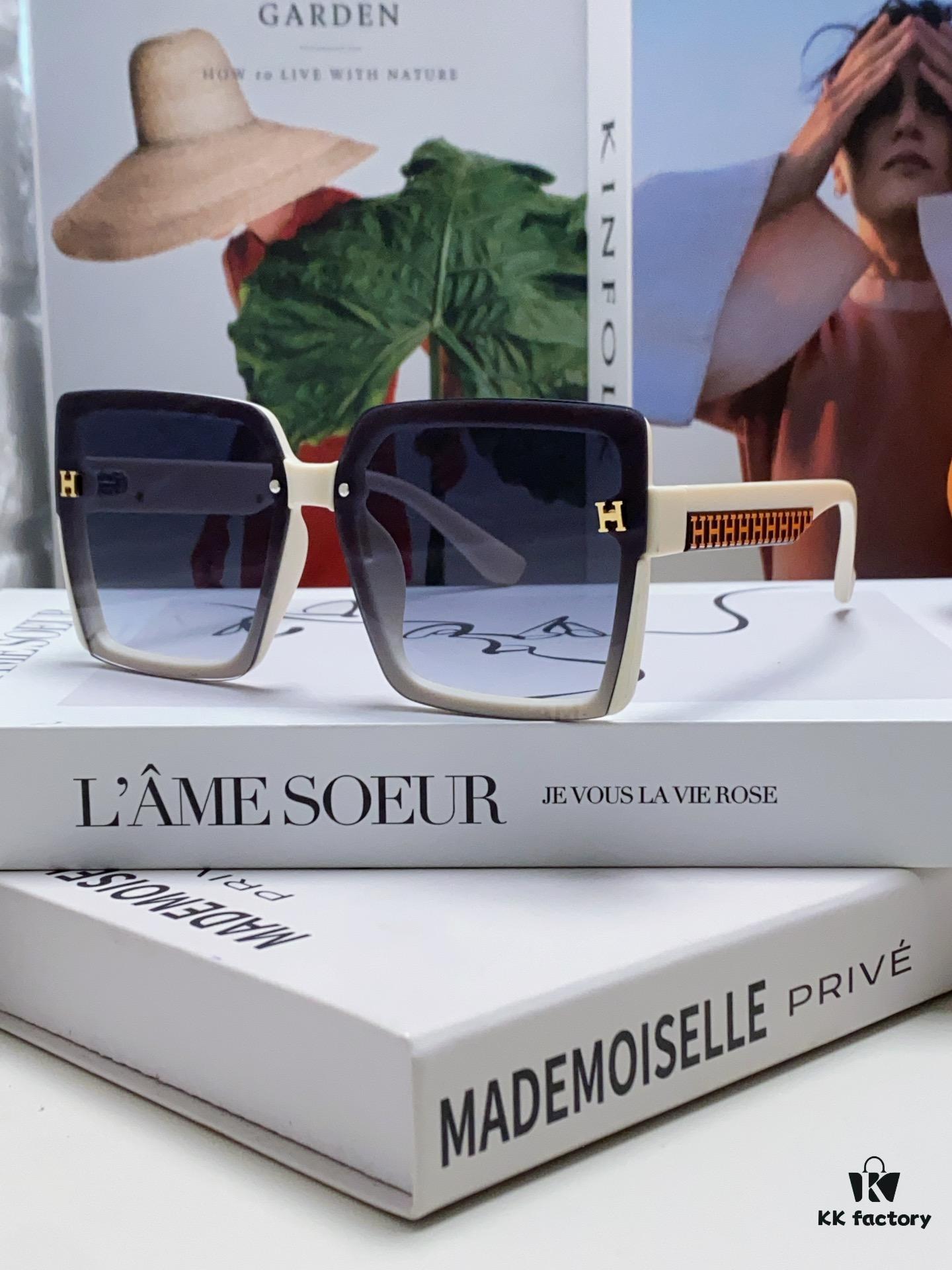 Hermes 2024 New Korean Style Square Women's Sunglasses, Retro Fashion Minimalist Unisex Polarized Sunglasses