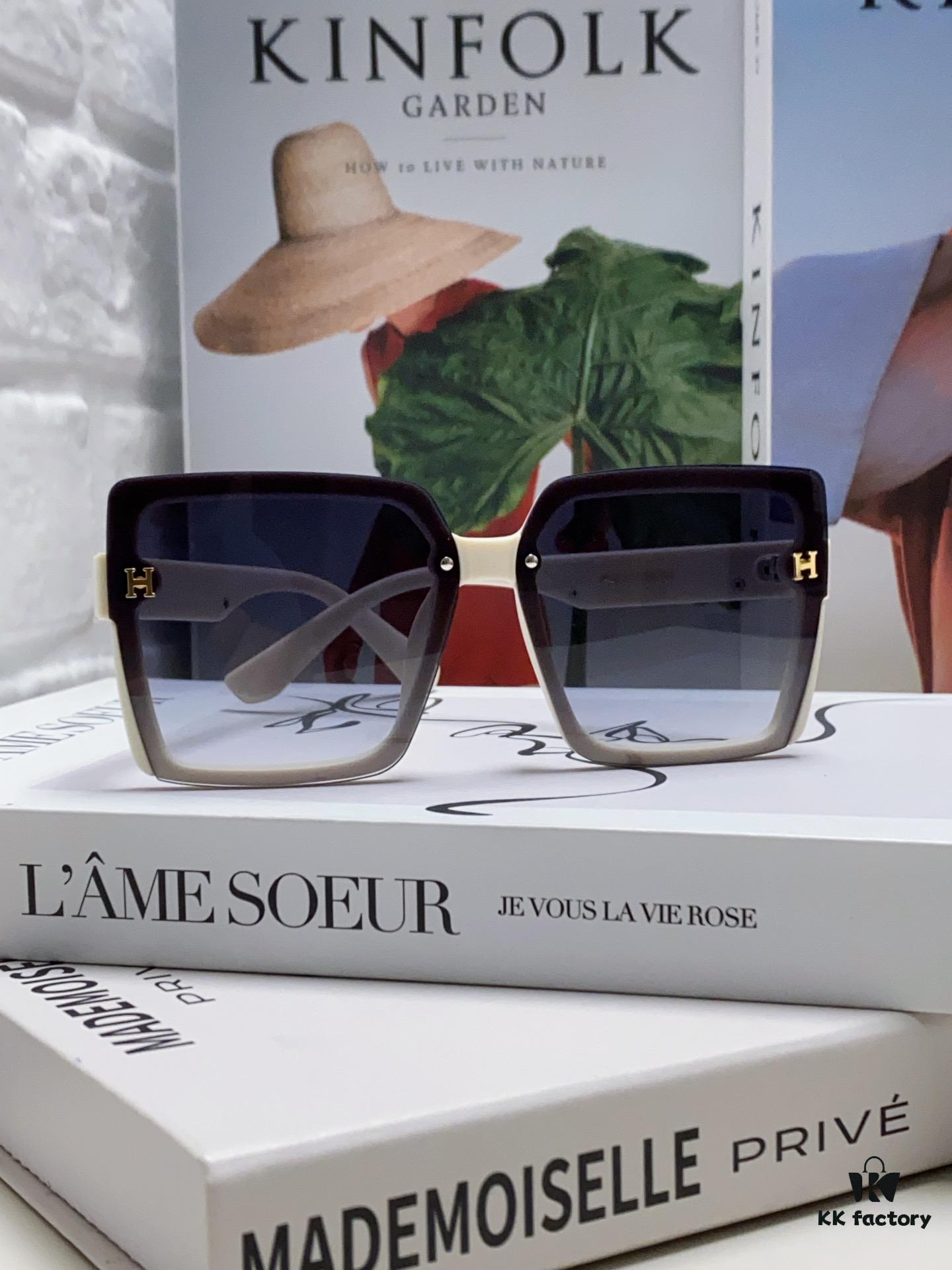 Hermes 2024 New Korean Style Square Women's Sunglasses, Retro Fashion Minimalist Unisex Polarized Sunglasses