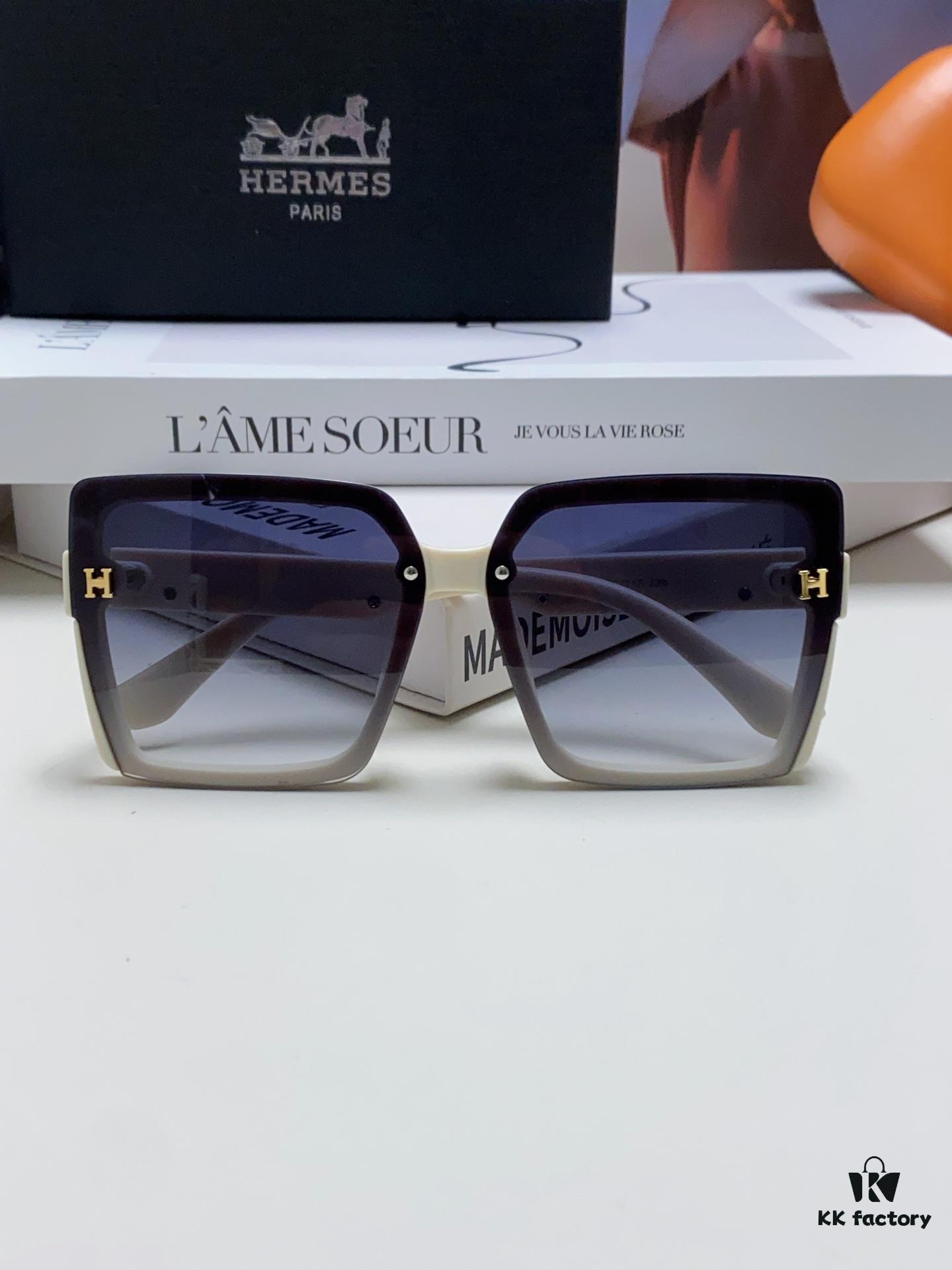 Hermes 2024 New Korean Style Square Women's Sunglasses, Retro Fashion Minimalist Unisex Polarized Sunglasses