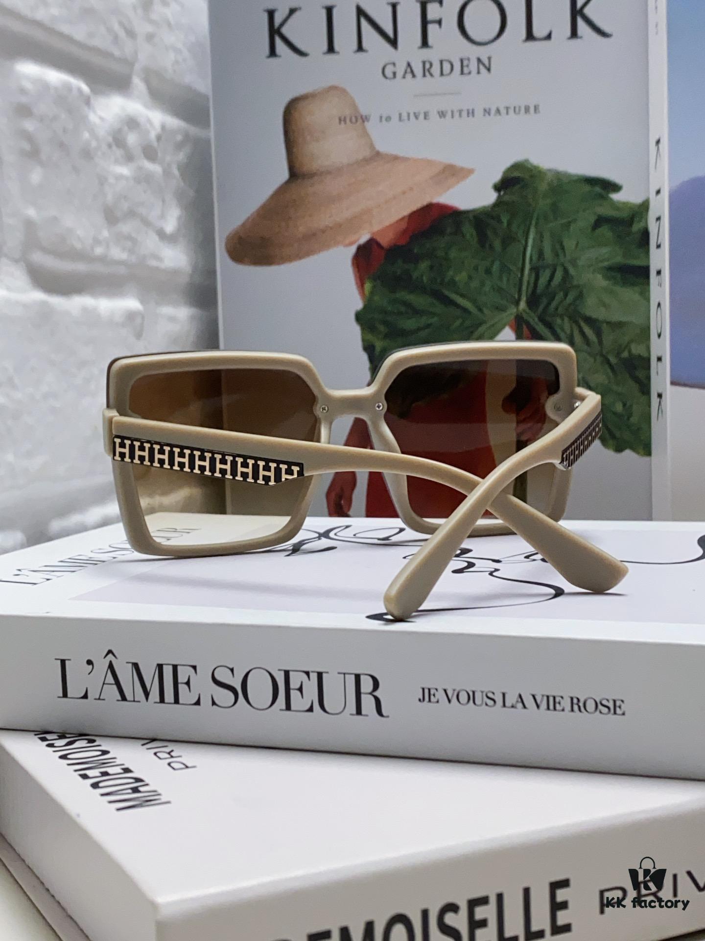 Hermes 2024 New Korean-Style Square Women's Sunglasses, Retro Fashion Minimalist Polarized Sunglasses, Unisex Eyewear