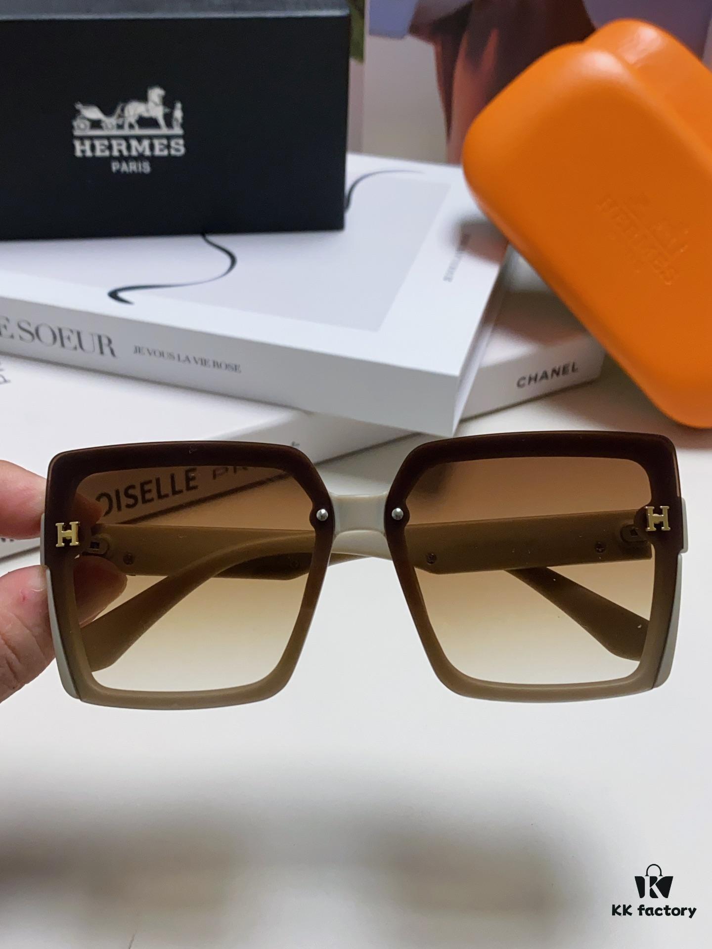 Hermes 2024 New Korean-Style Square Women's Sunglasses, Retro Fashion Minimalist Polarized Sunglasses, Unisex Eyewear