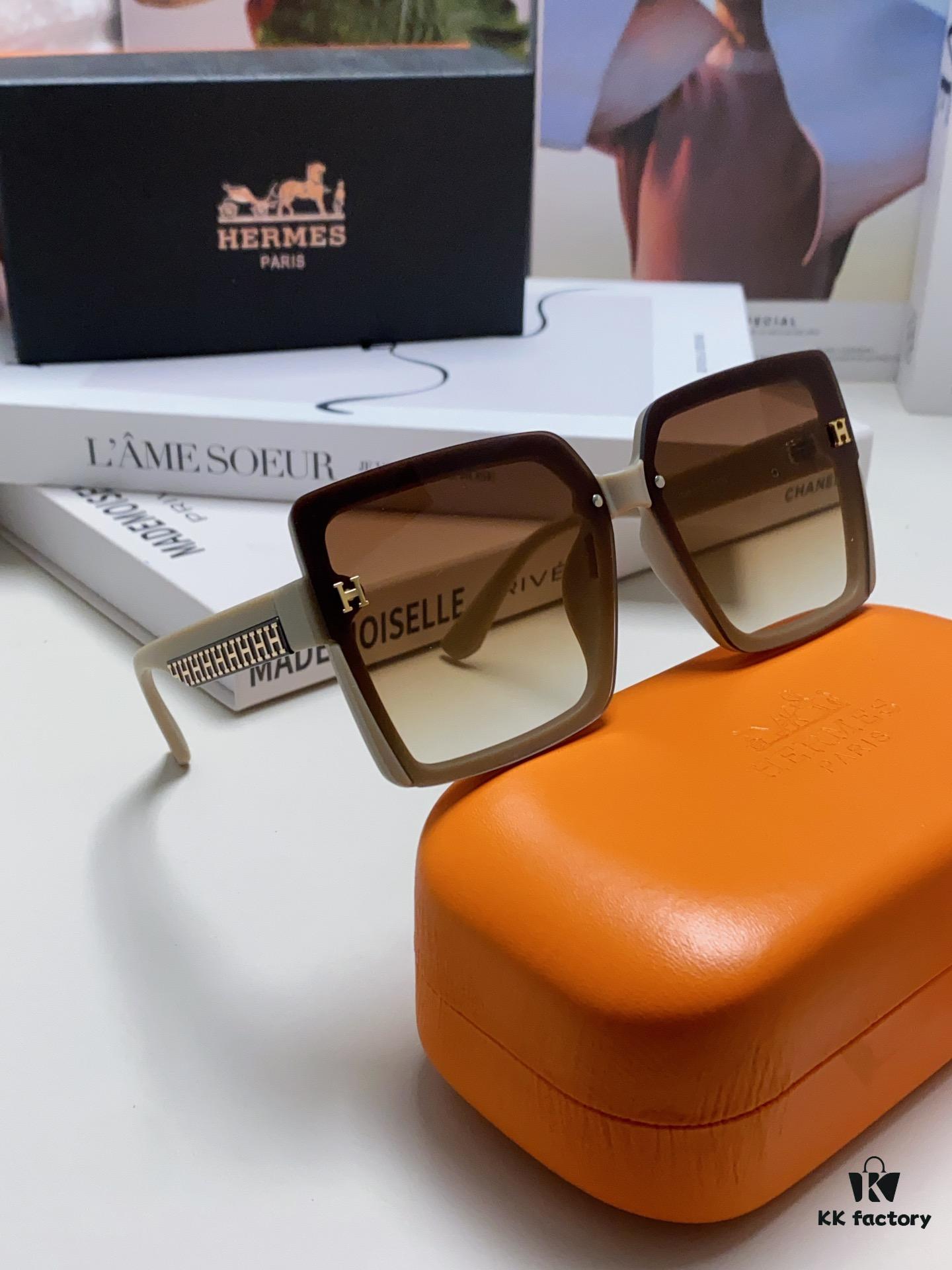 Hermes 2024 New Korean-Style Square Women's Sunglasses, Retro Fashion Minimalist Polarized Sunglasses, Unisex Eyewear