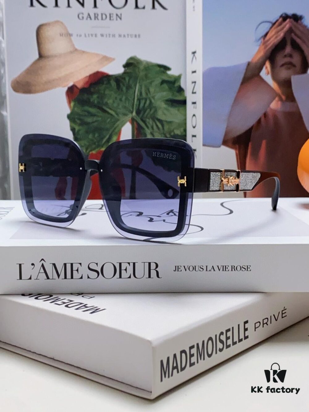 HERMES Women's Sunglasses, UV-Protective Oversized Round Frame Sunglasses 2024 New Arrival, Vintage-Inspired Slimming Design for Large Faces, Trendy Influencer Eyewear