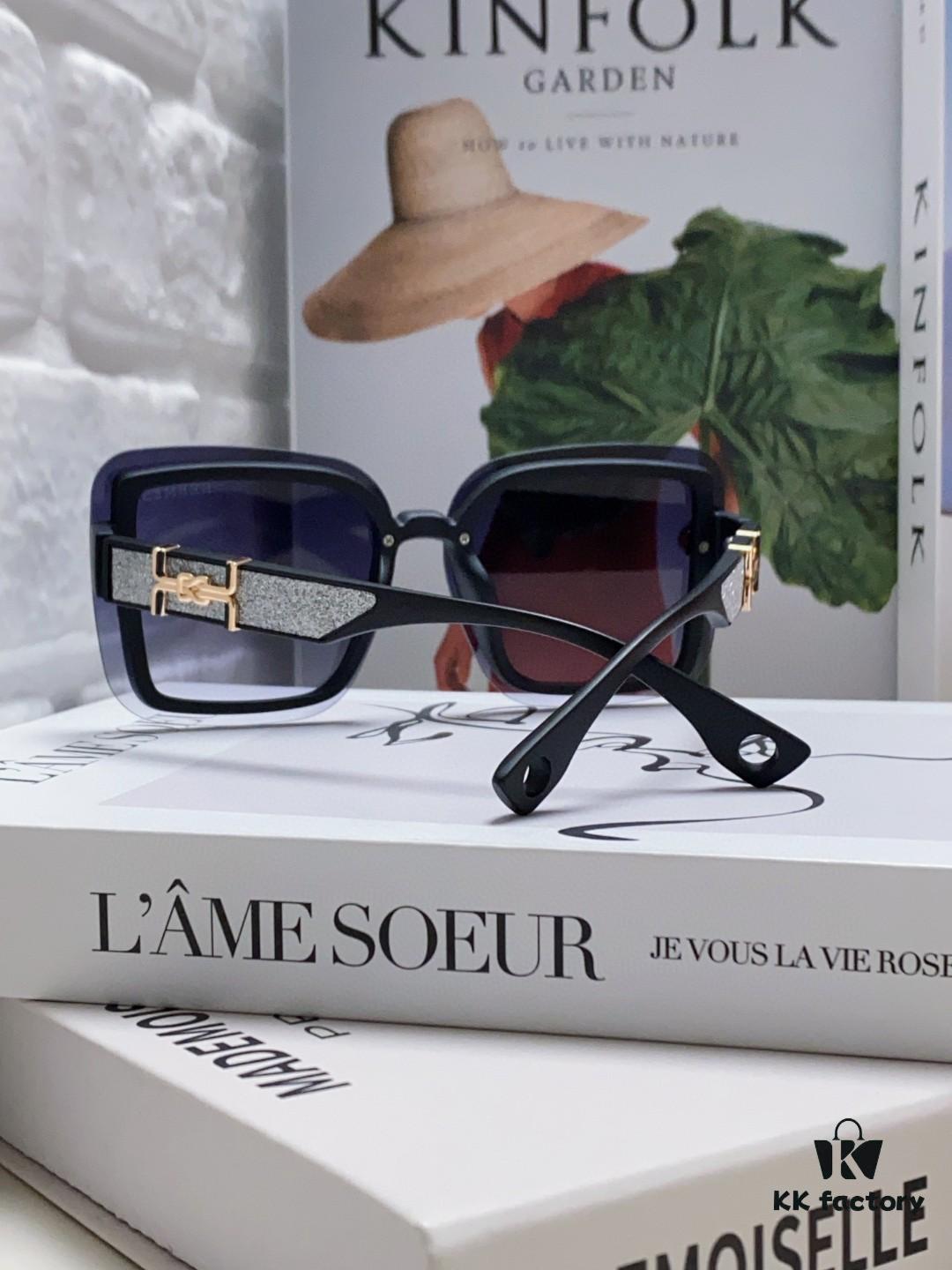 HERMES Women's Sunglasses, UV-Protective Oversized Round Frame Sunglasses 2024 New Arrival, Vintage-Inspired Slimming Design for Large Faces, Trendy Influencer Eyewear