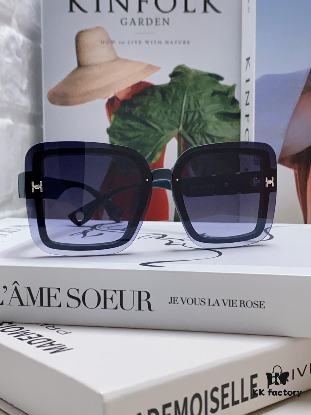 HERMES Women's Sunglasses, UV-Protective Oversized Round Frame Sunglasses 2024 New Arrival, Vintage-Inspired Slimming Design for Large Faces, Trendy Influencer Eyewear