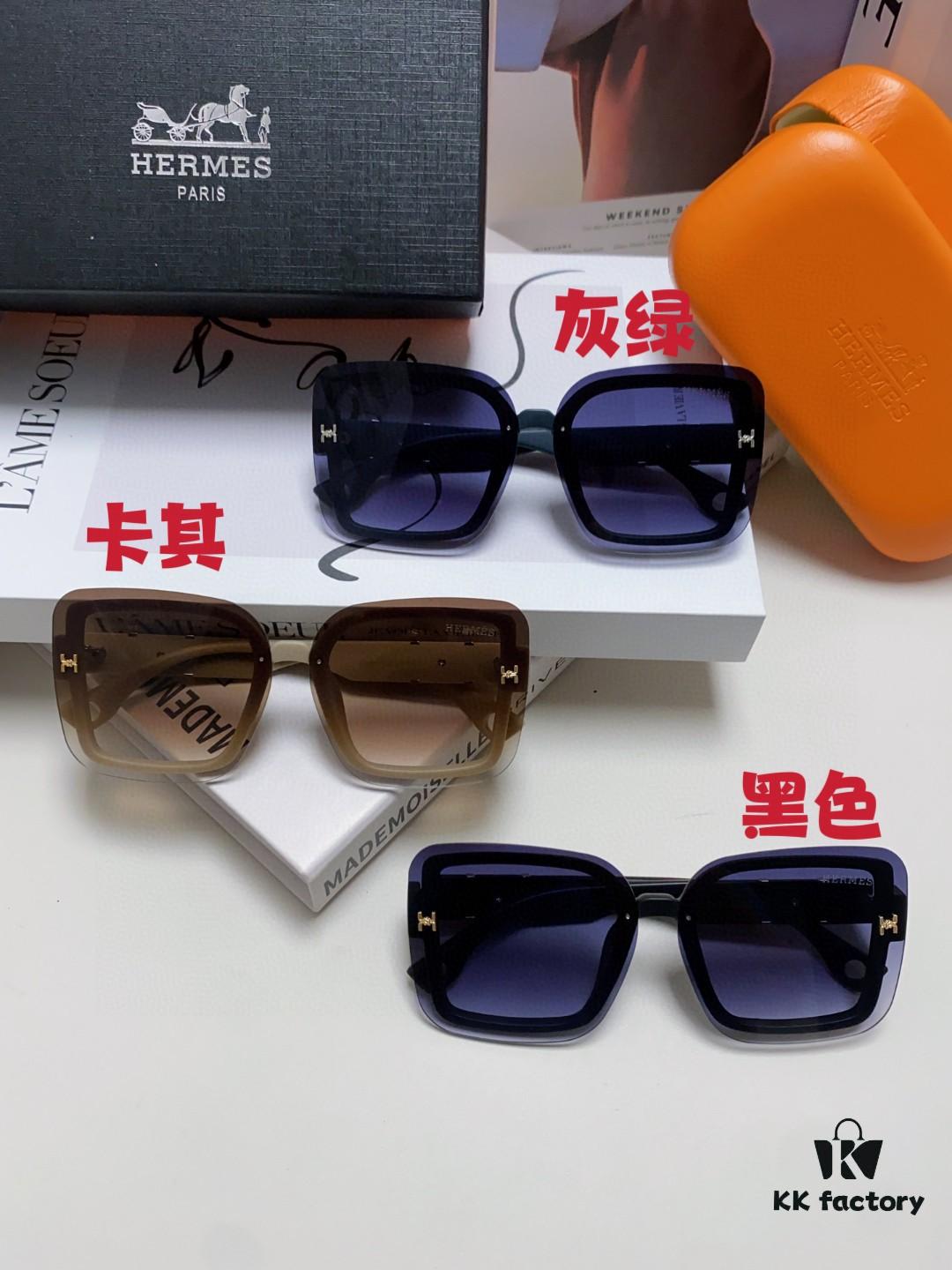 HERMES Women's Sunglasses, UV-Protective Oversized Round Frame Sunglasses 2024 New Arrival, Vintage-Inspired Slimming Design for Large Faces, Trendy Influencer Eyewear