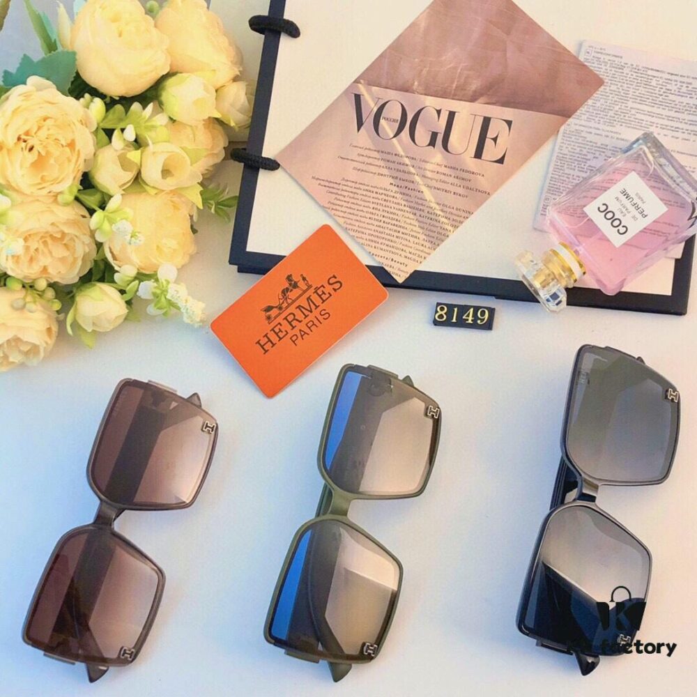 Hermes 2024 Korean-Style Sunglasses for Women, Trendy Oversized Round Sunglasses for Round Faces, Slimming Fashion Glasses, Influencer-Favorite UV Protection Shades