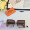Hermes Women's Sunglasses 2024 New Arrival Square Retro Stylish Sun Protection Glasses for Long and Oval Faces