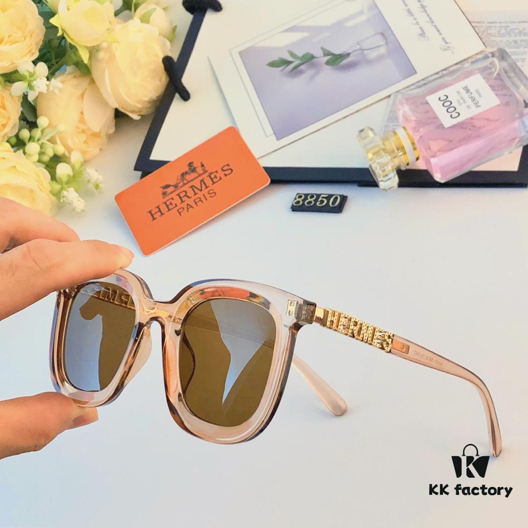 Hermes Sunglasses for Women, Trendy Square Frame UV Protection Glasses, Slimming Design for Round Faces, Suitable for Summer and Myopia, Unisex Style