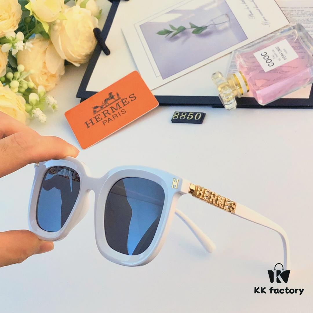 Hermes Sunglasses for Women, Trendy Square Frame UV Protection Glasses, Slimming Design for Round Faces, Suitable for Summer and Myopia, Unisex Style