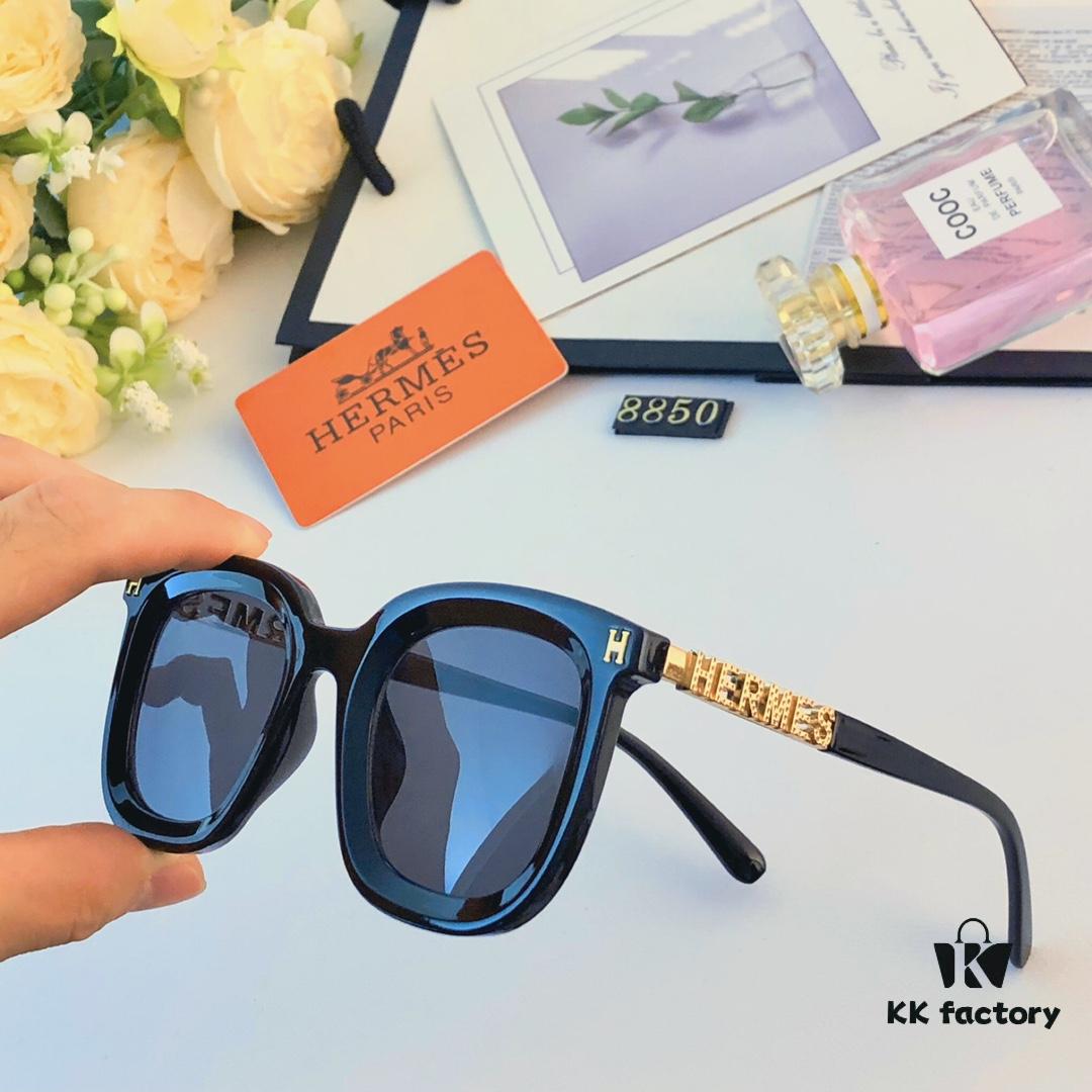 Hermes Sunglasses for Women, Trendy Square Frame UV Protection Glasses, Slimming Design for Round Faces, Suitable for Summer and Myopia, Unisex Style