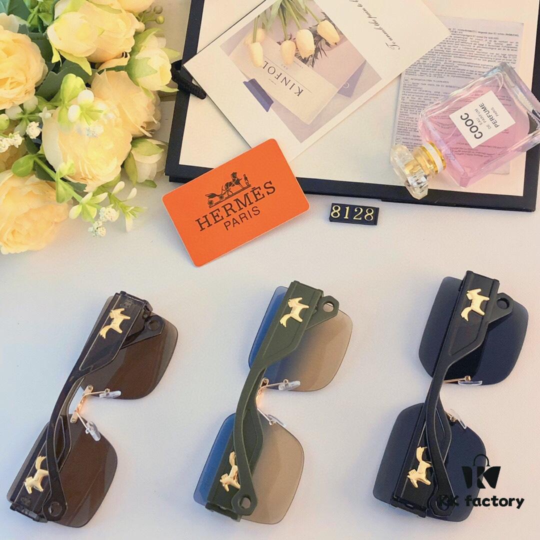 Hermes New Arrival Sunglasses for Women, High-End Fashion UV Protection, Anti-Glare, Instagrammable Driving Sunglasses