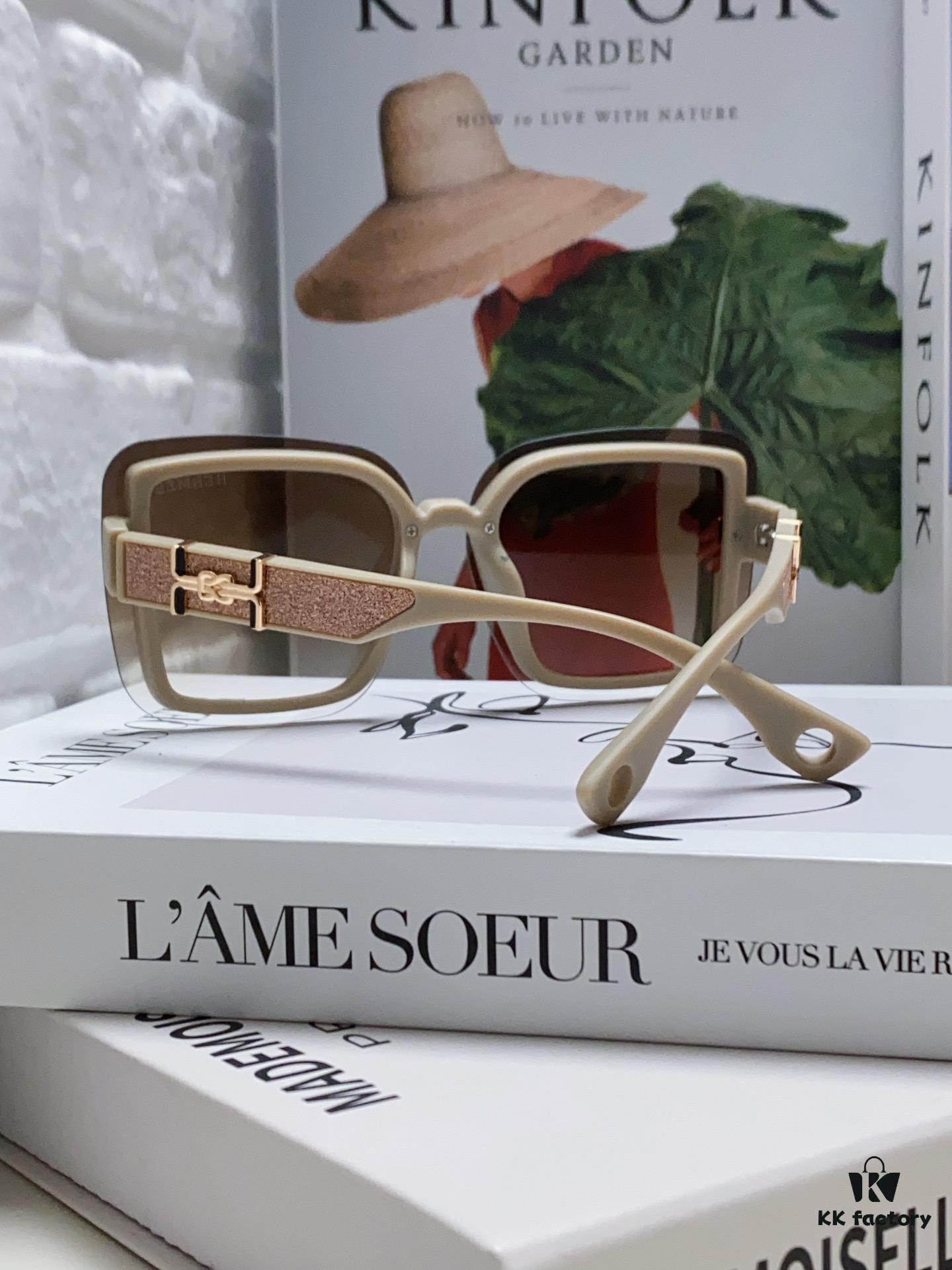 HERMES Women's Sunglasses 2024 New Arrival Oversized Round UV-Protective Sunglasses for Large Face, Vintage Slimming Style Popular Influencer Glasses