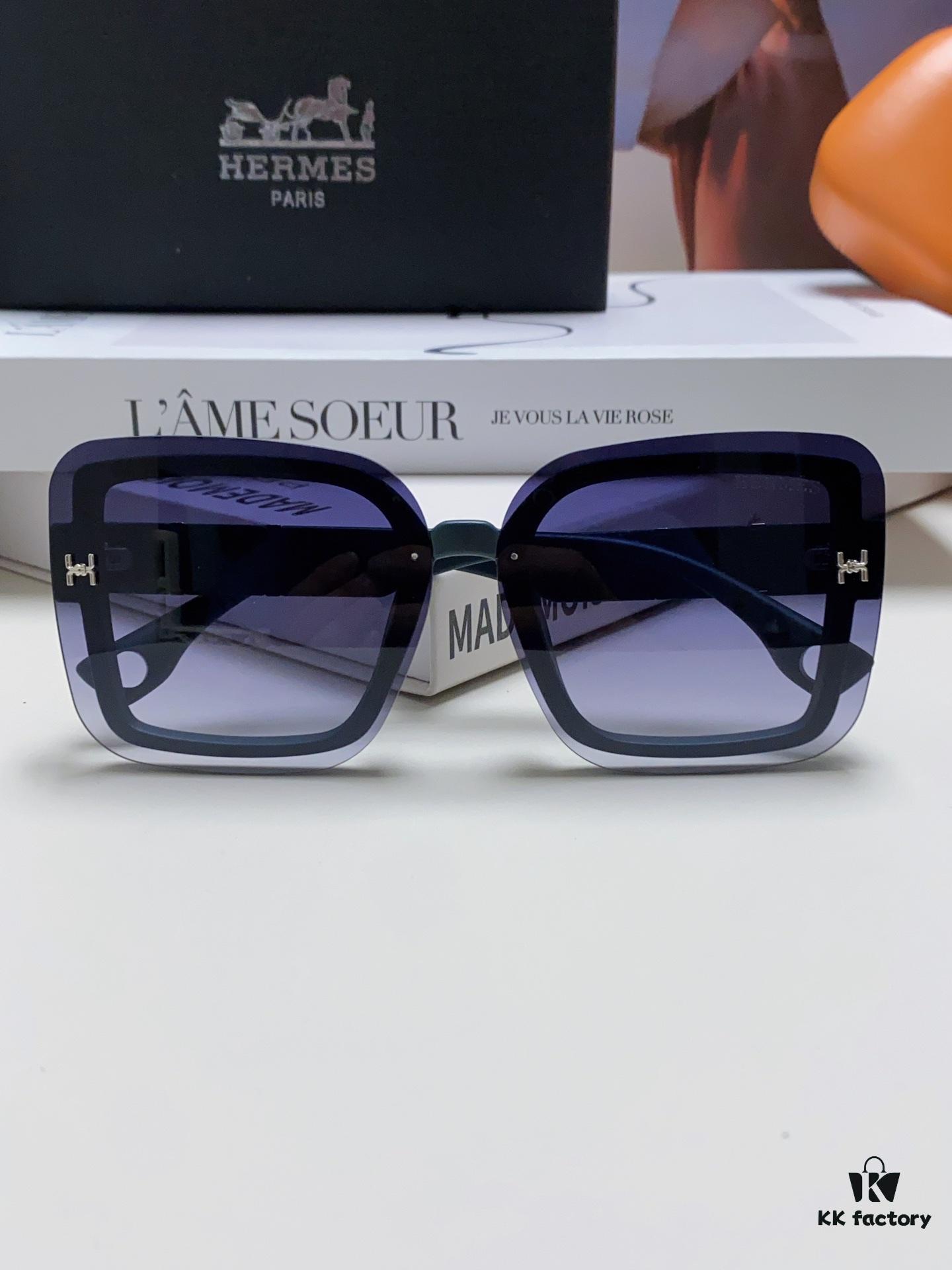 HERMES Women's Sunglasses, UV-Protective Oversized Round Frame Sunglasses 2024 New Arrival, Vintage-Inspired Slimming Design for Large Faces, Trendy Influencer Eyewear