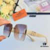 Hermes 2024 New Arrival European and American Style Frameless Sunglasses for Women, Oversized Summer Sun Glasses that Flatter Large Faces and Slim the Appearance