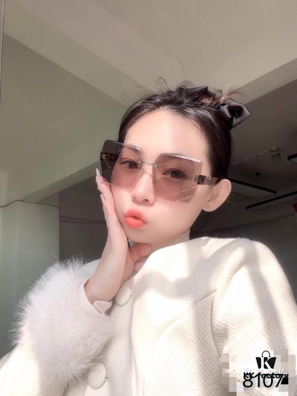 Hermes Unframed Square Sunglasses for Women, Slimming Design, 2024 New Arrival UV Protection, Korean Style Influencer Trendy High-End Sun Glasses