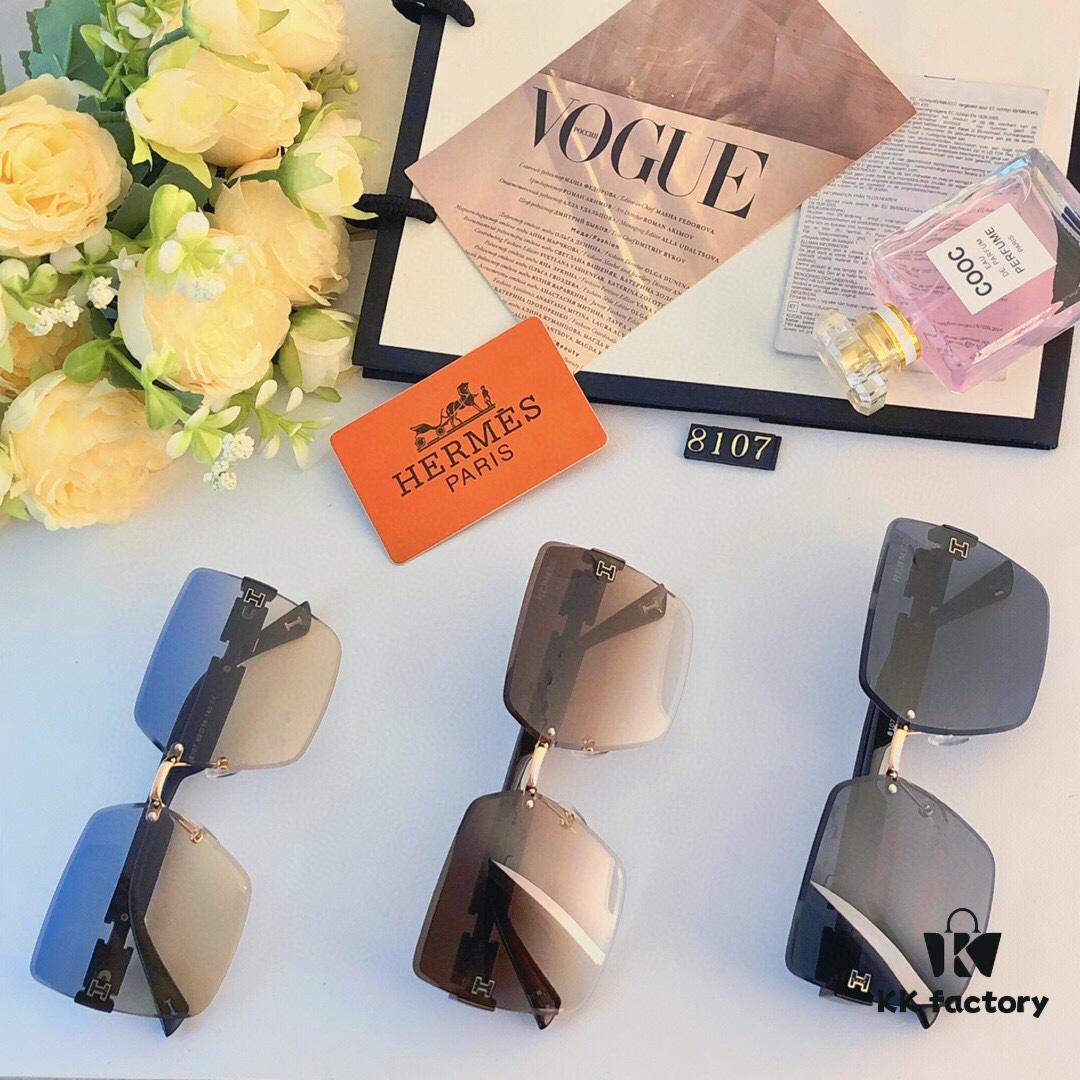 Hermes Unframed Square Sunglasses for Women, Slimming Design, 2024 New Arrival UV Protection, Korean Style Influencer Trendy High-End Sun Glasses