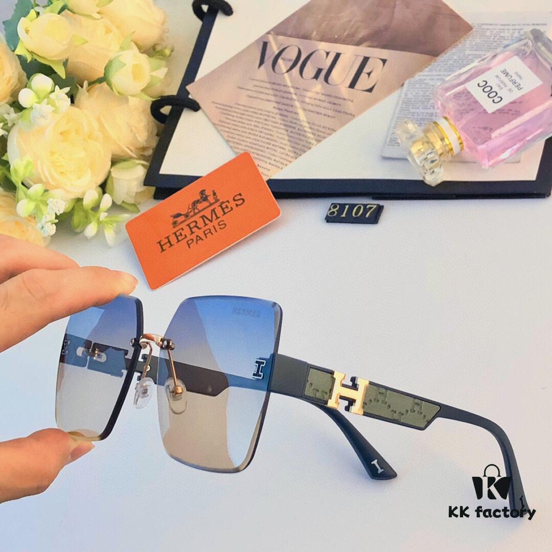 Hermes Unframed Square Sunglasses for Women, Slimming Design, 2024 New Arrival UV Protection, Korean Style Influencer Trendy High-End Sun Glasses