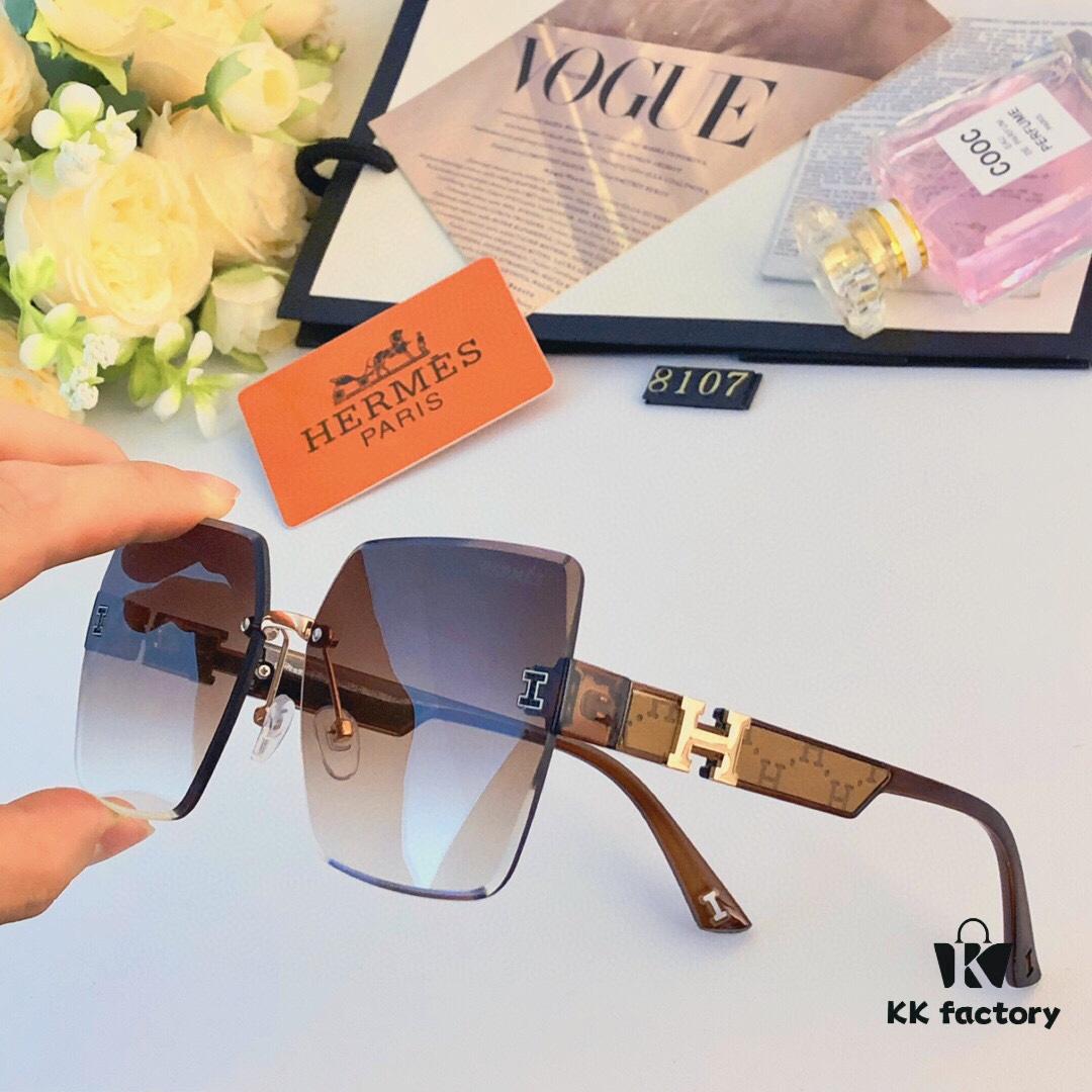 Hermes Unframed Square Sunglasses for Women, Slimming Design, 2024 New Arrival UV Protection, Korean Style Influencer Trendy High-End Sun Glasses